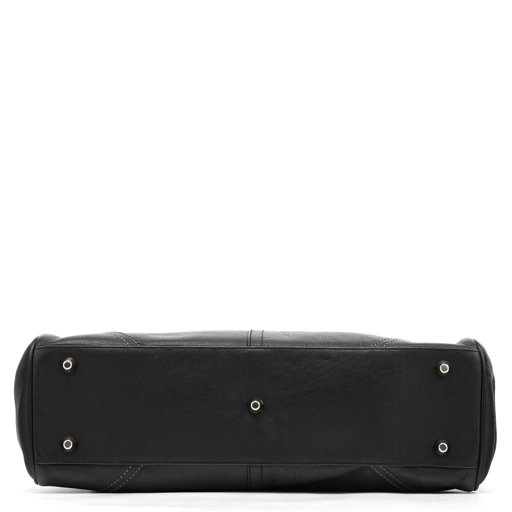 F08A71 Black Leather Hamptons Tote Bag