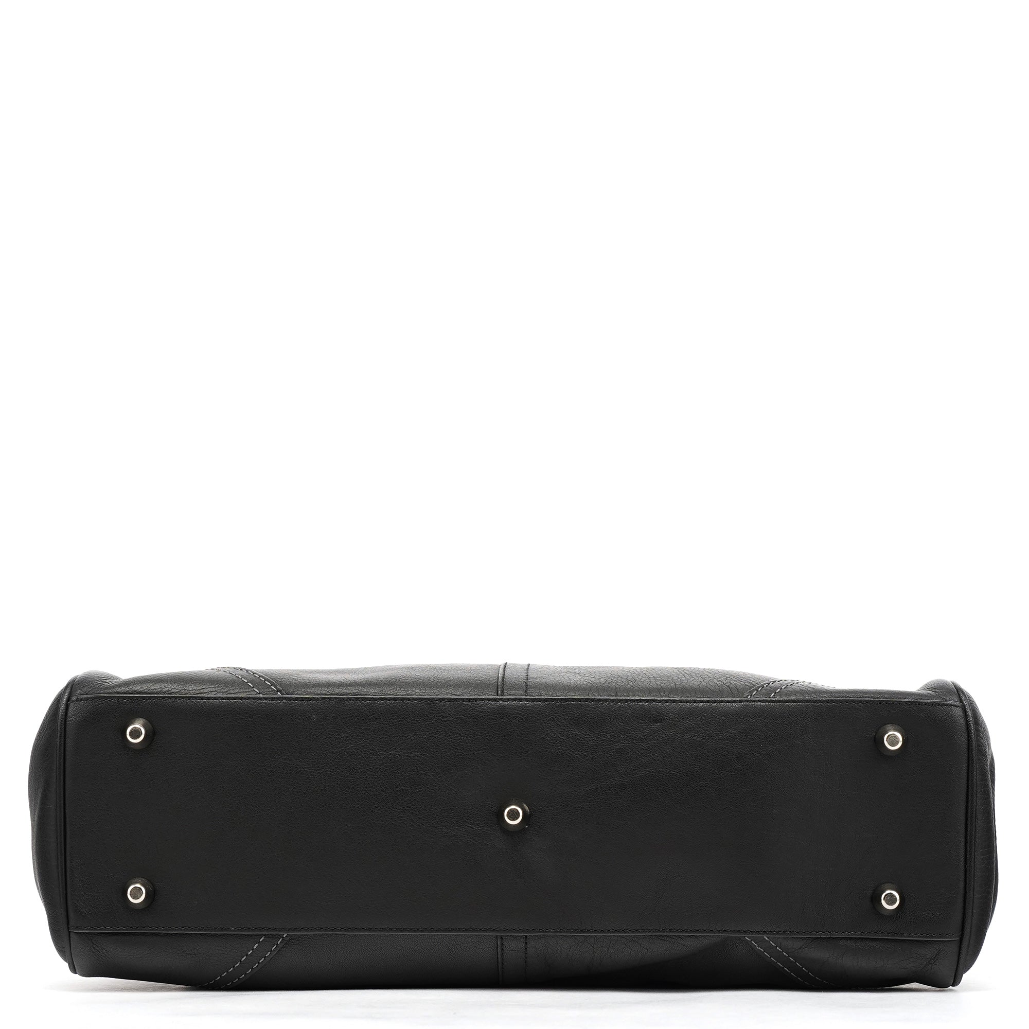 F08A71 Black Leather Hamptons Tote Bag