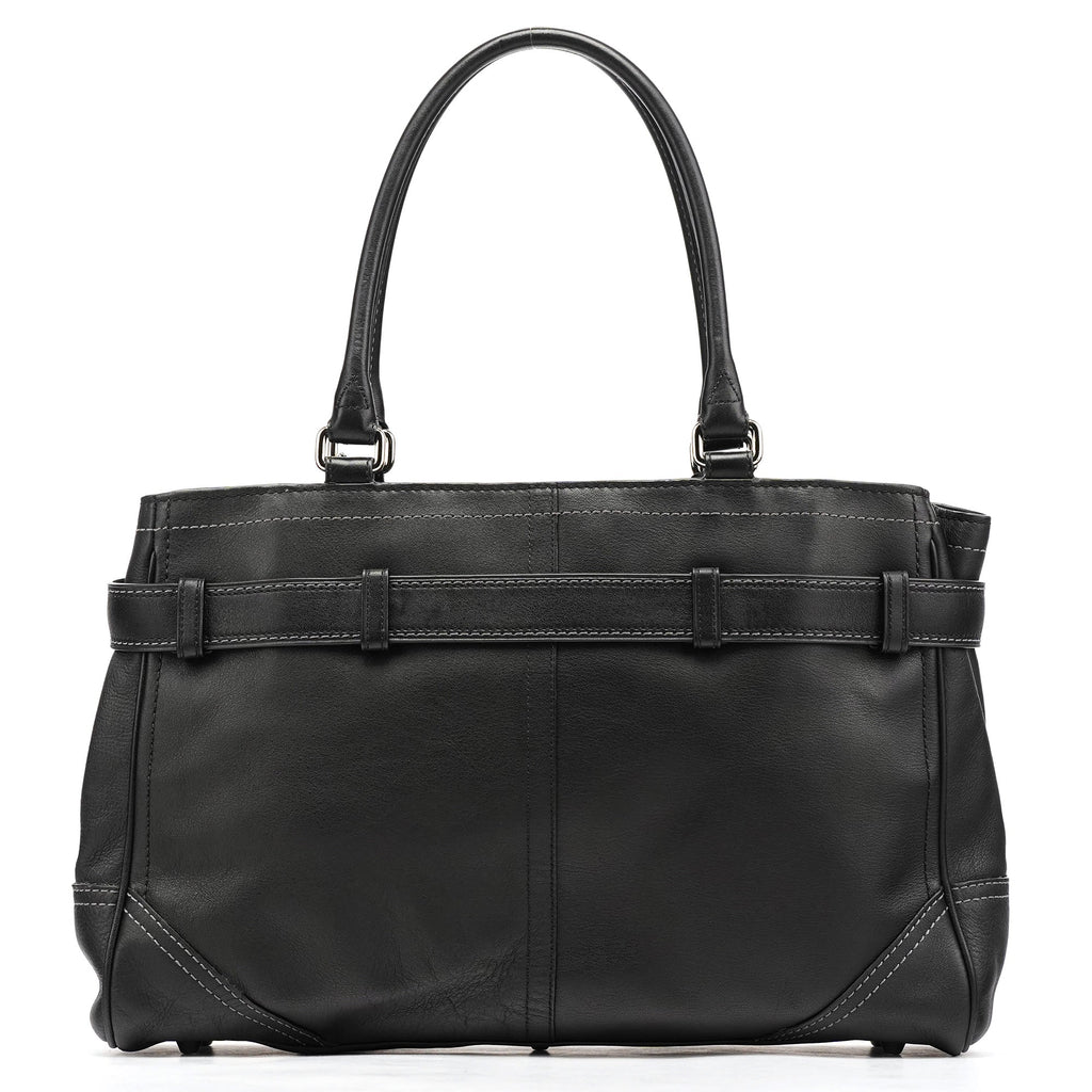 F08A71 Black Leather Hamptons Tote Bag