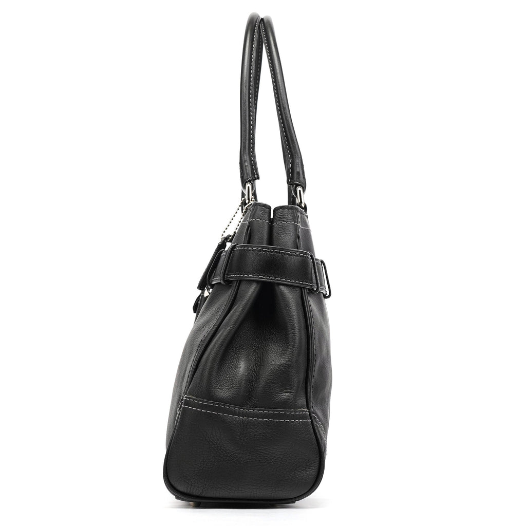 F08A71 Black Leather Hamptons Tote Bag