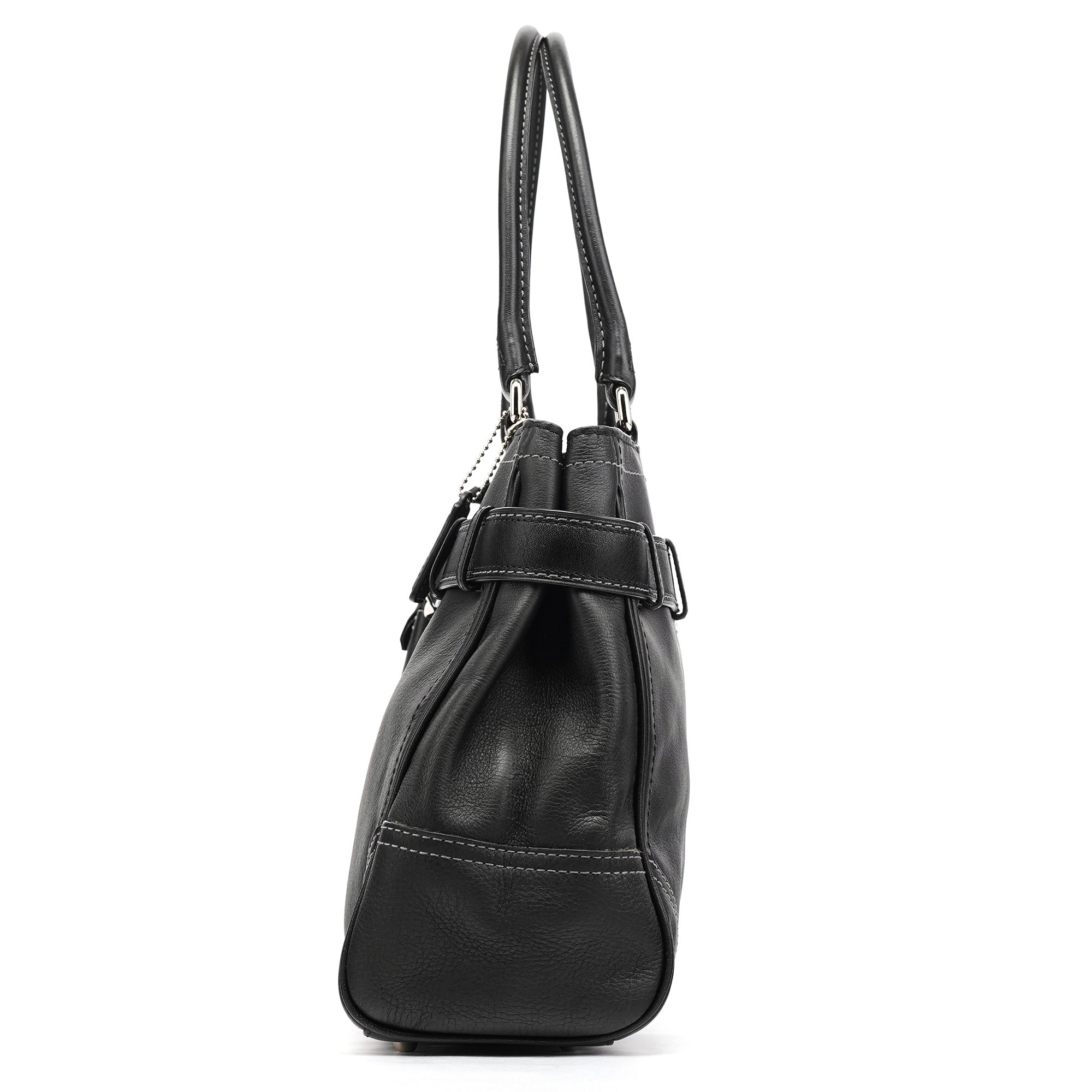 F08A71 Black Leather Hamptons Tote Bag