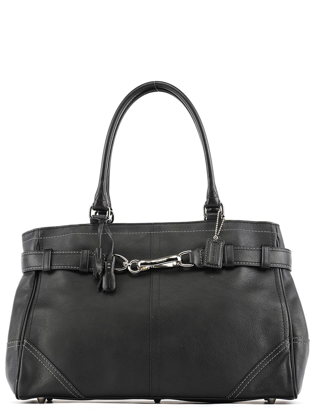 F08A71 Black Leather Hamptons Tote Bag