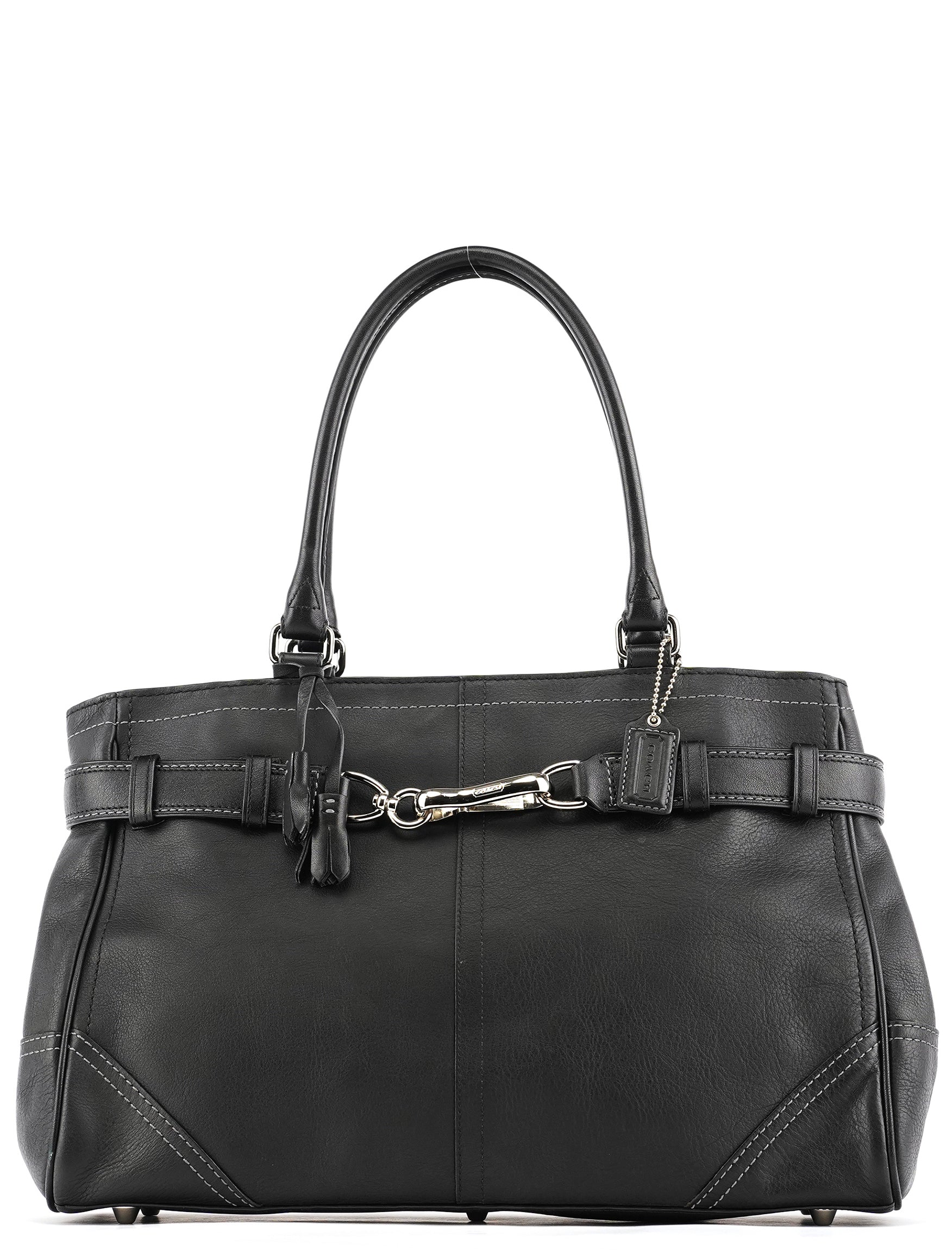 F08A71 Black Leather Hamptons Tote Bag