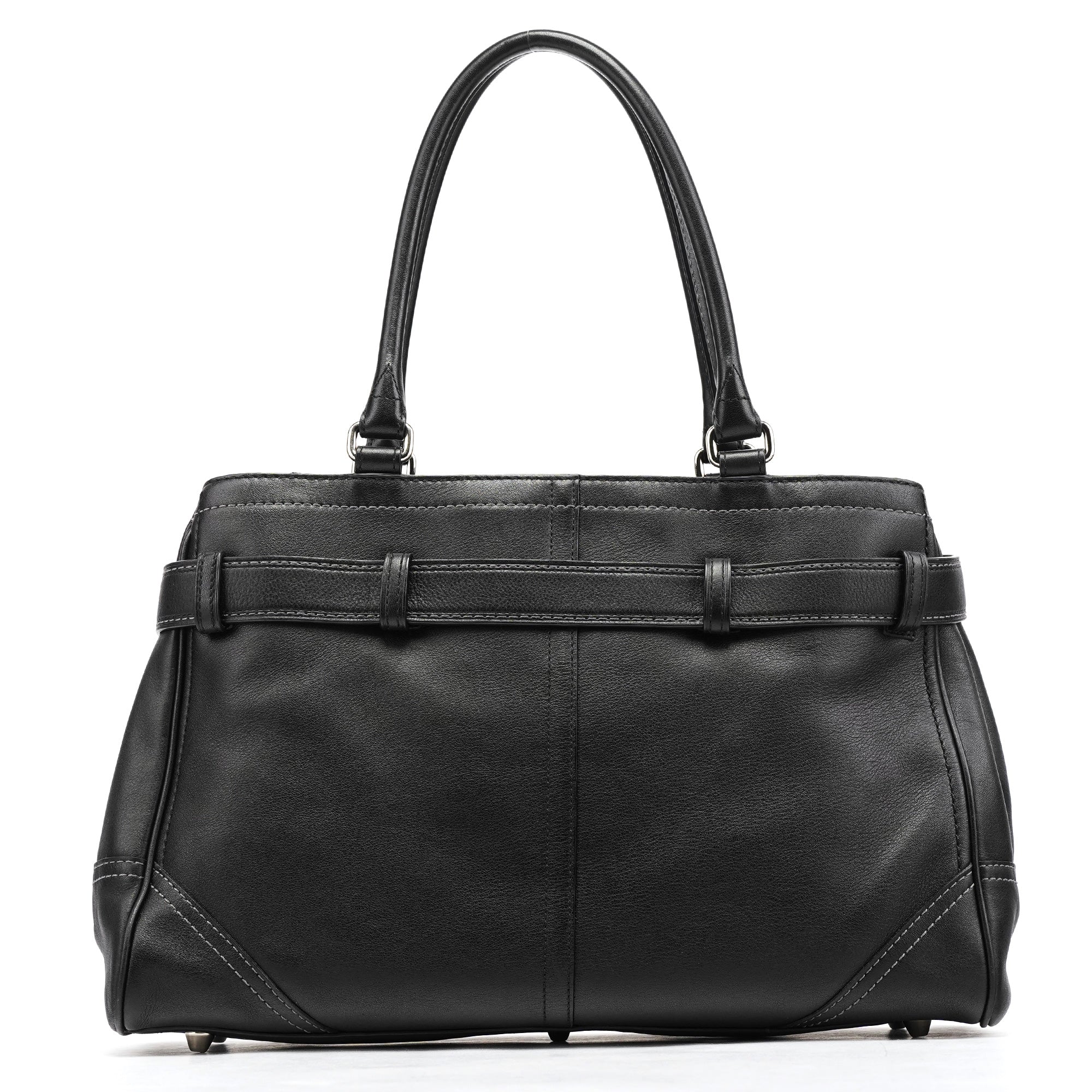 F08A71 Black Leather Hamptons Tote Bag