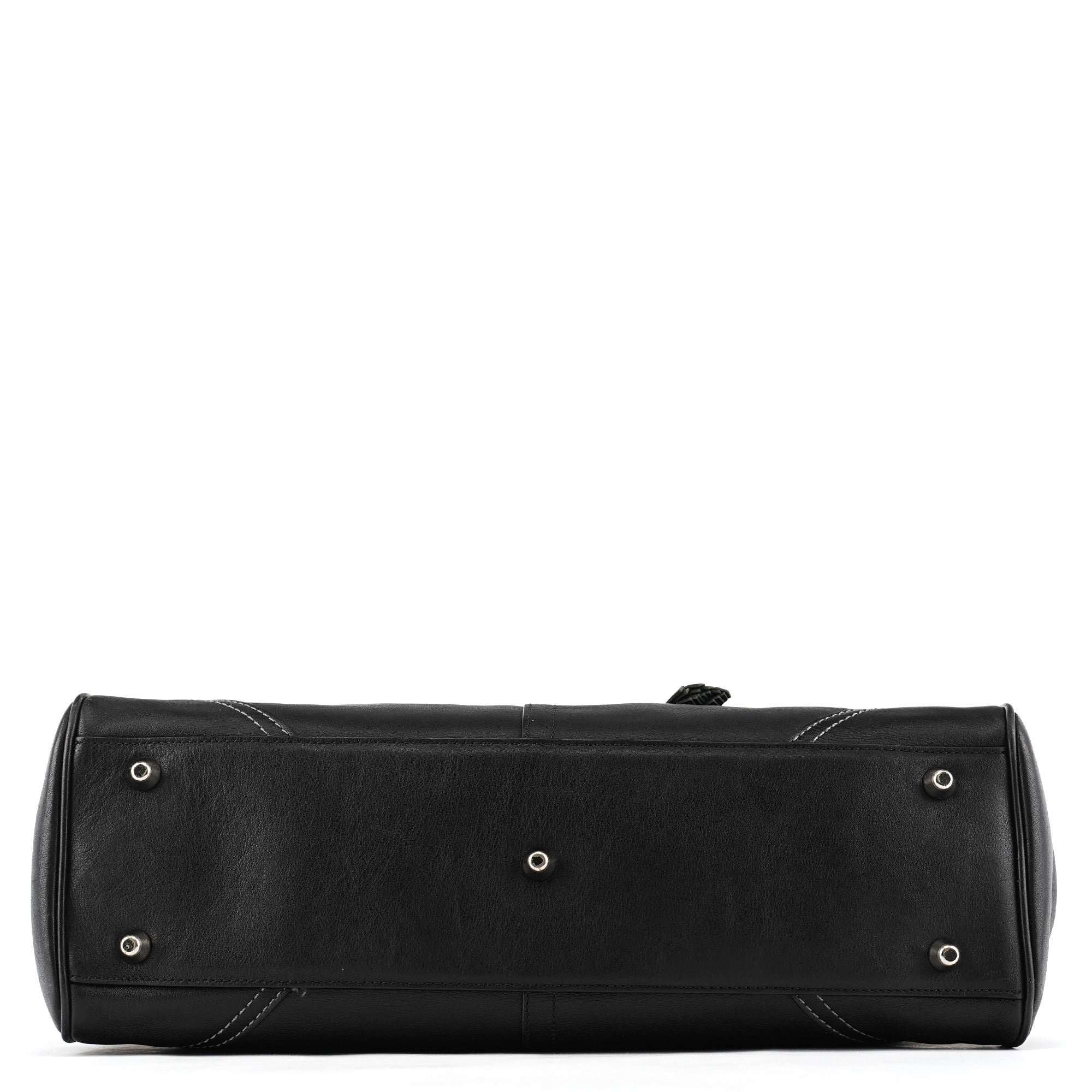 F08A71 Black Leather Hamptons Tote Bag