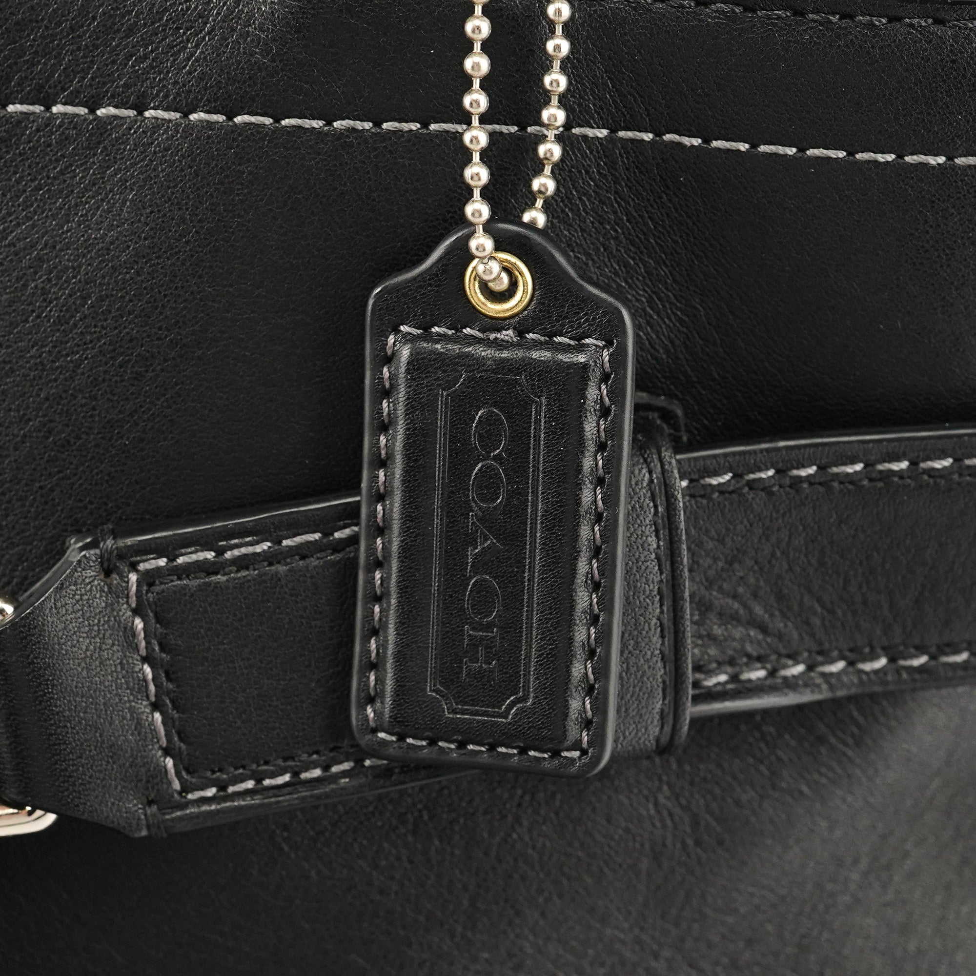 F08A71 Black Leather Hamptons Tote Bag