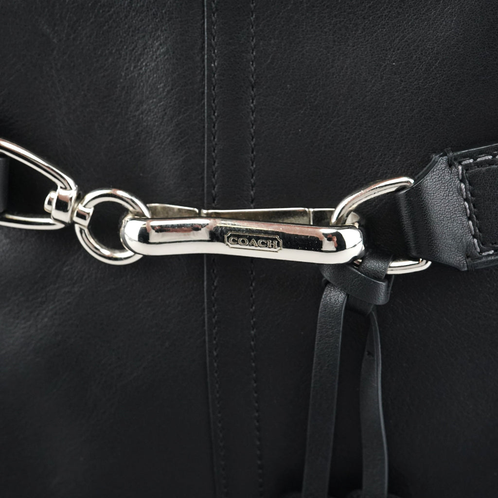 F08A71 Black Leather Hamptons Tote Bag