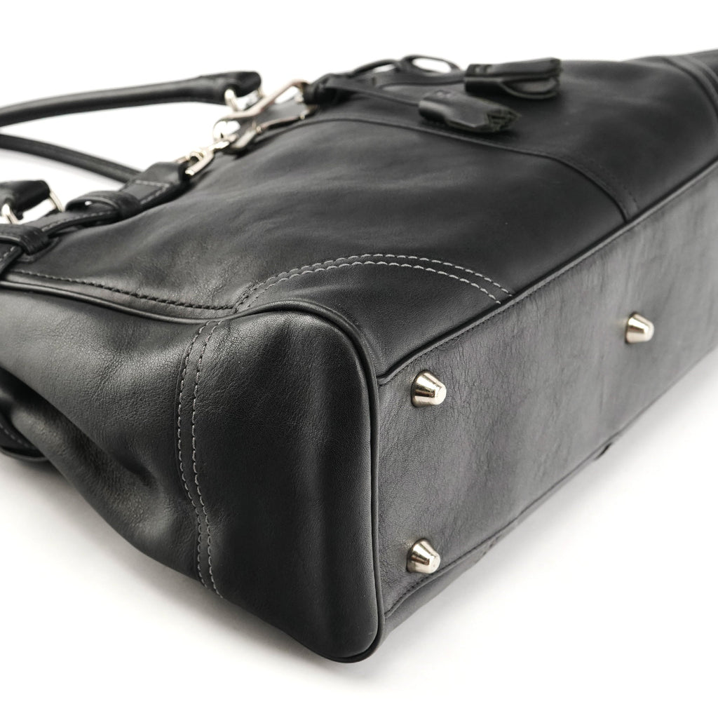 F08A71 Black Leather Hamptons Tote Bag