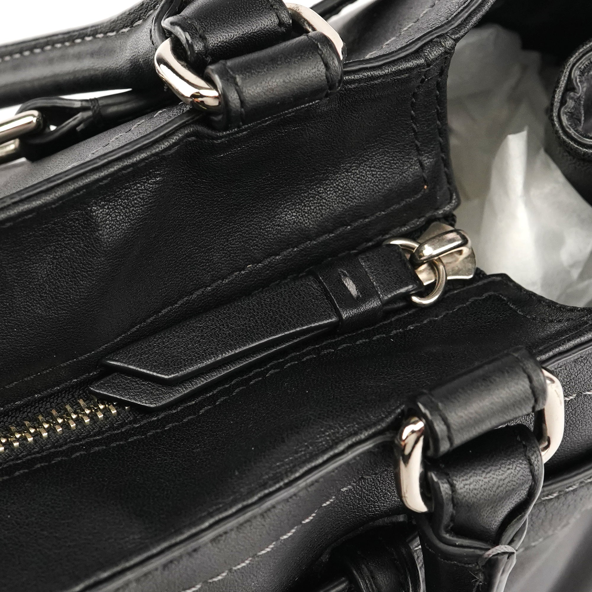 F08A71 Black Leather Hamptons Tote Bag