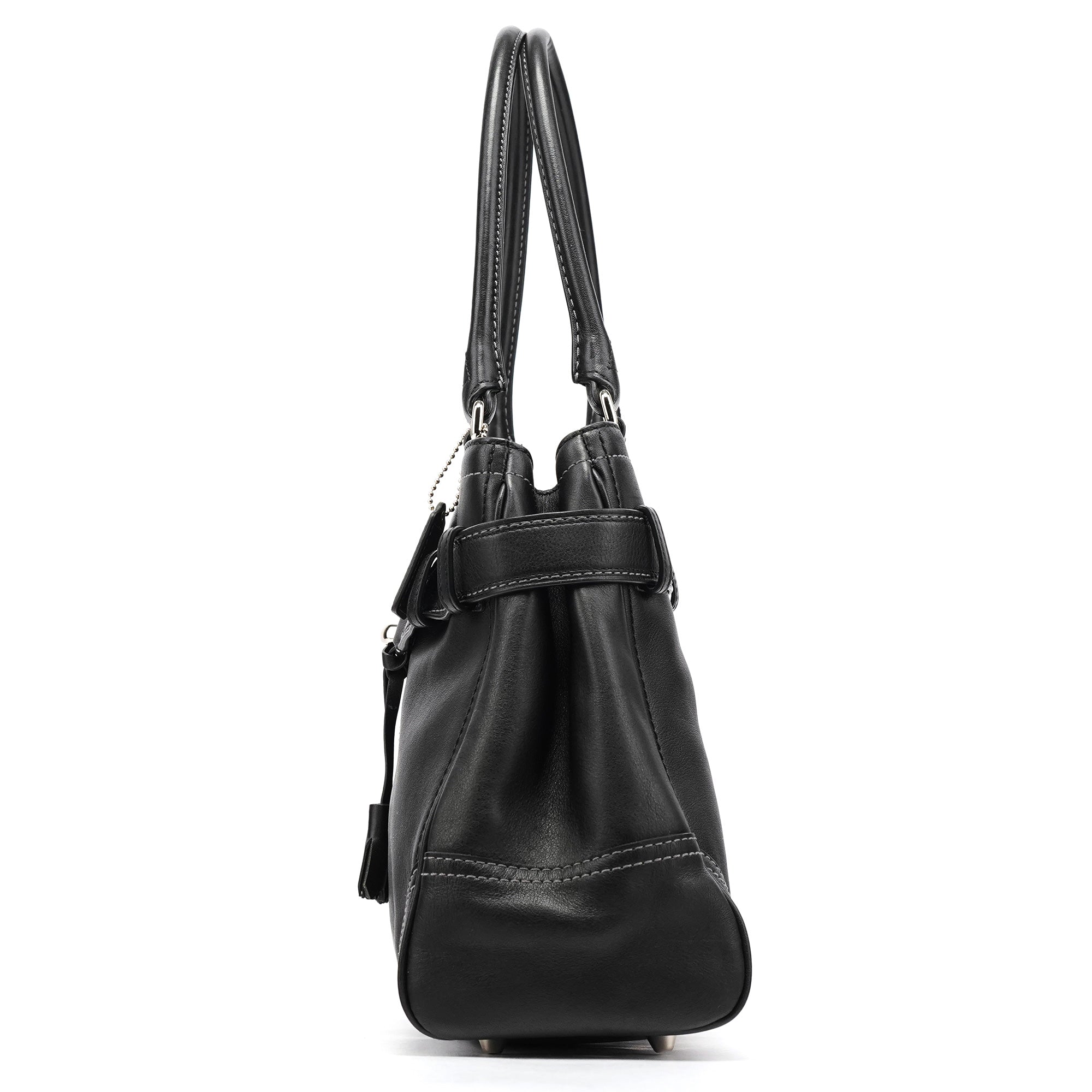 F08A71 Black Leather Hamptons Tote Bag