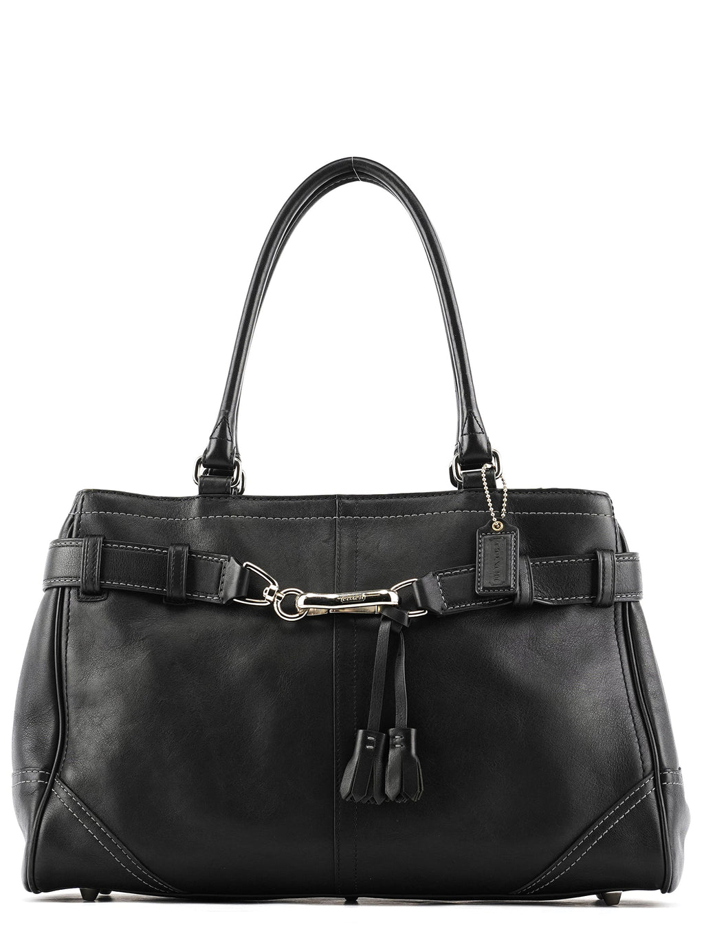 F08A71 Black Leather Hamptons Tote Bag