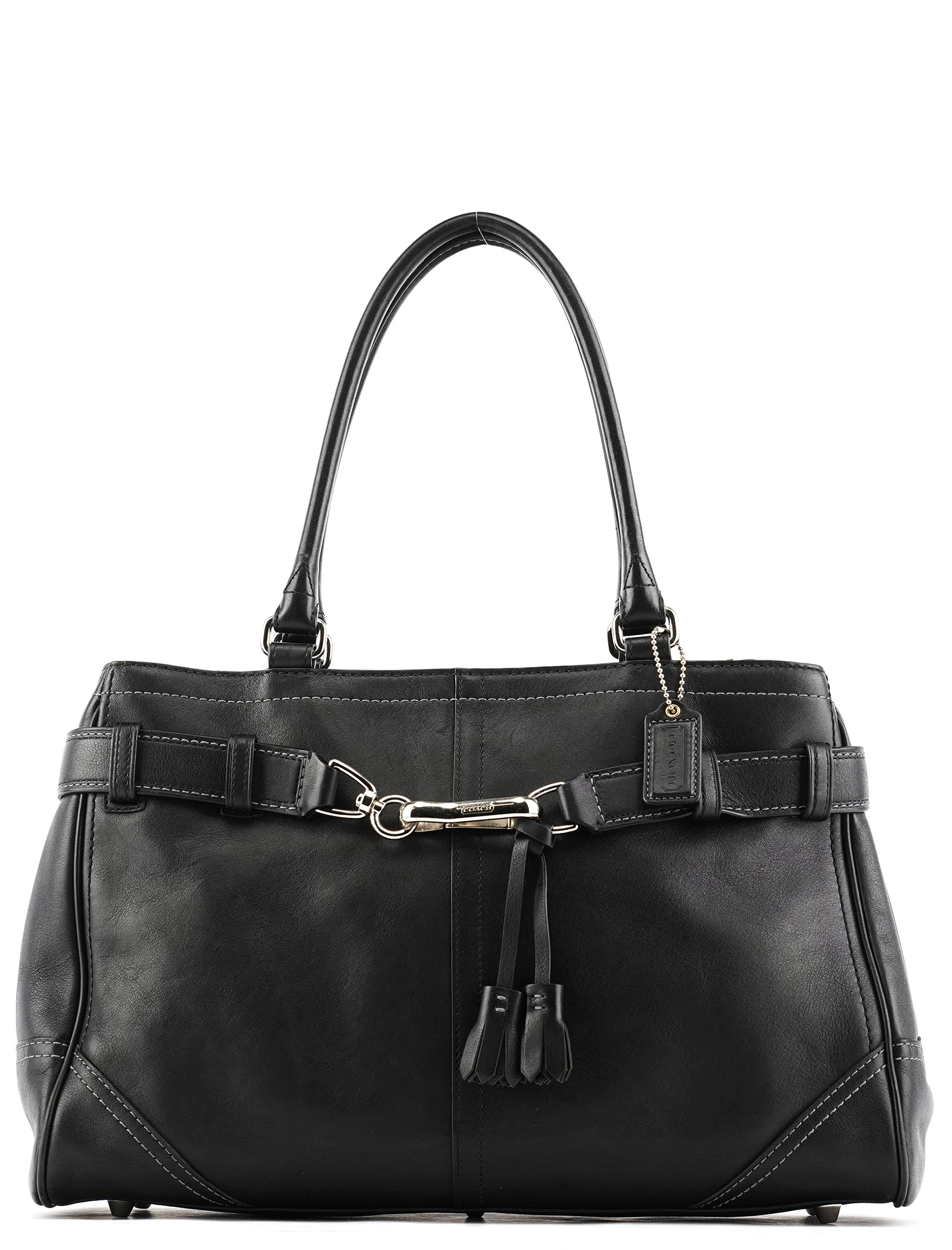 F08A71 Black Leather Hamptons Tote Bag