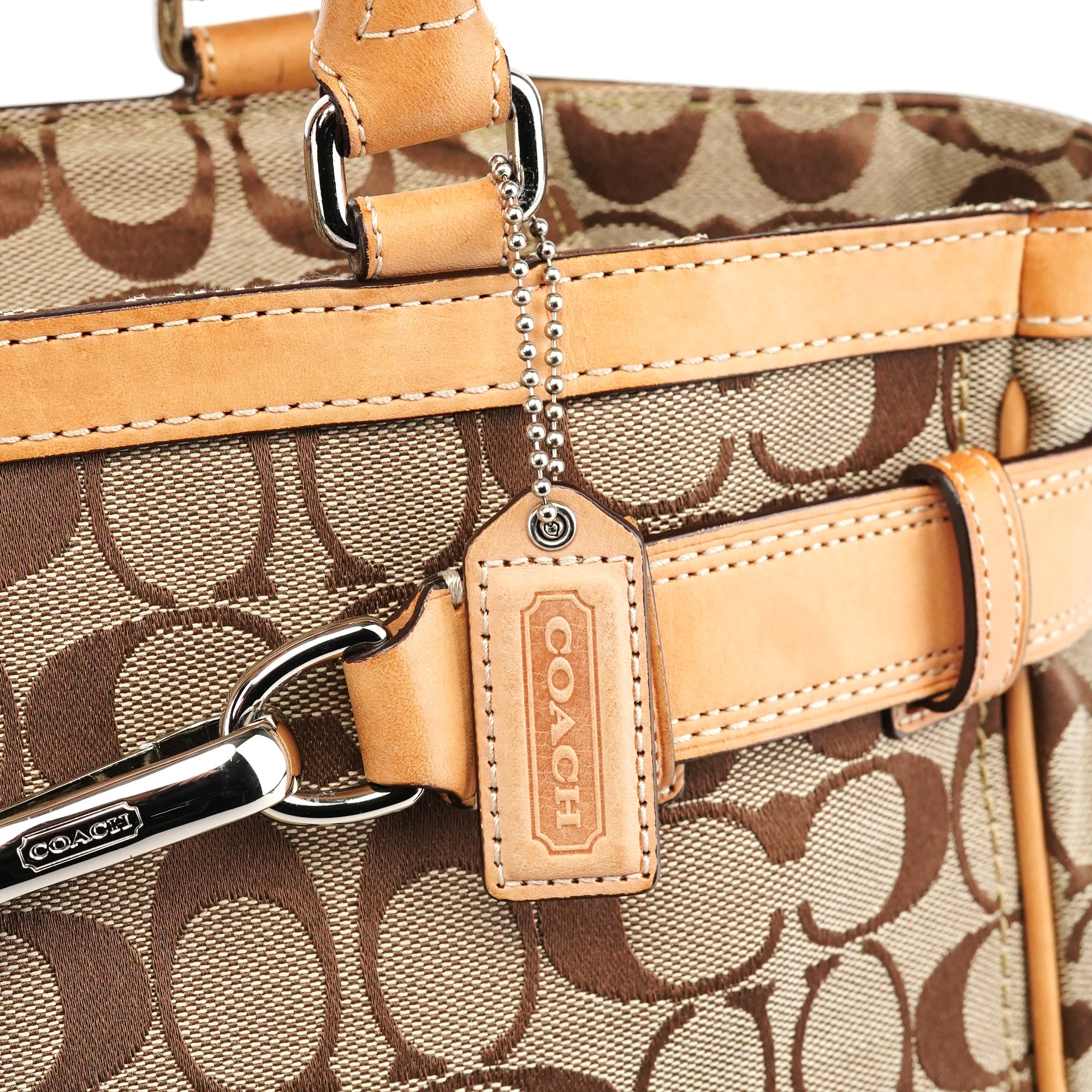 F08K07 Beige Tan Signature Tote Bag