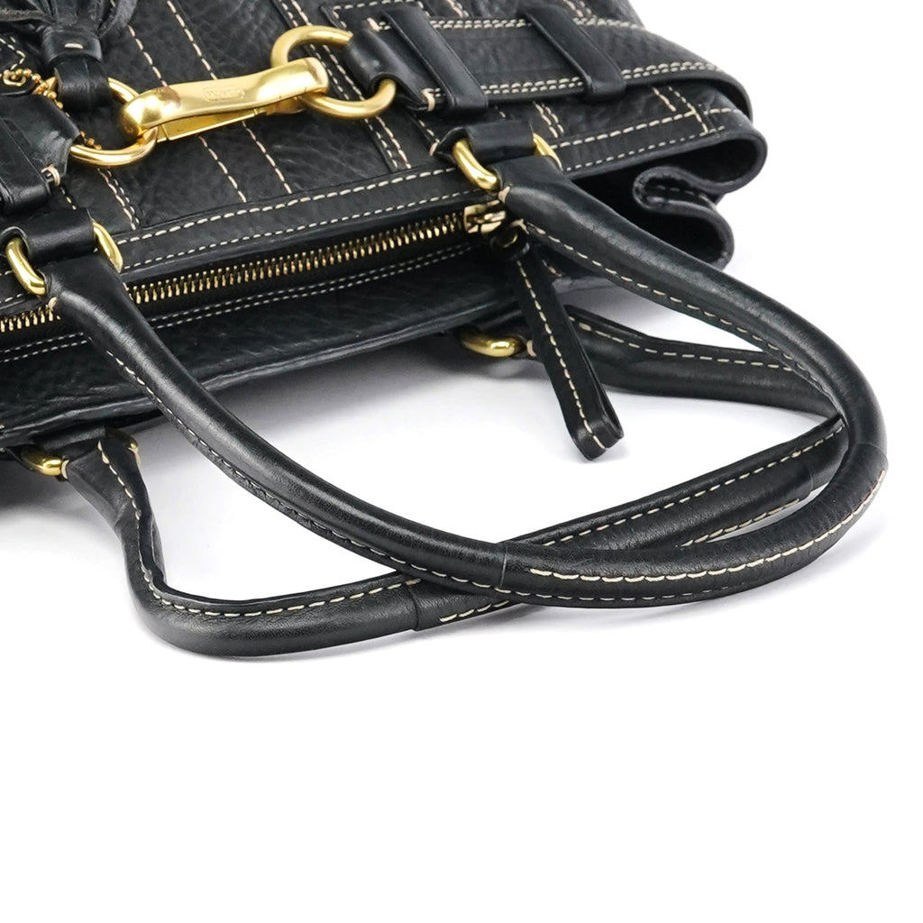 F10212 Black Leather Tote Bag