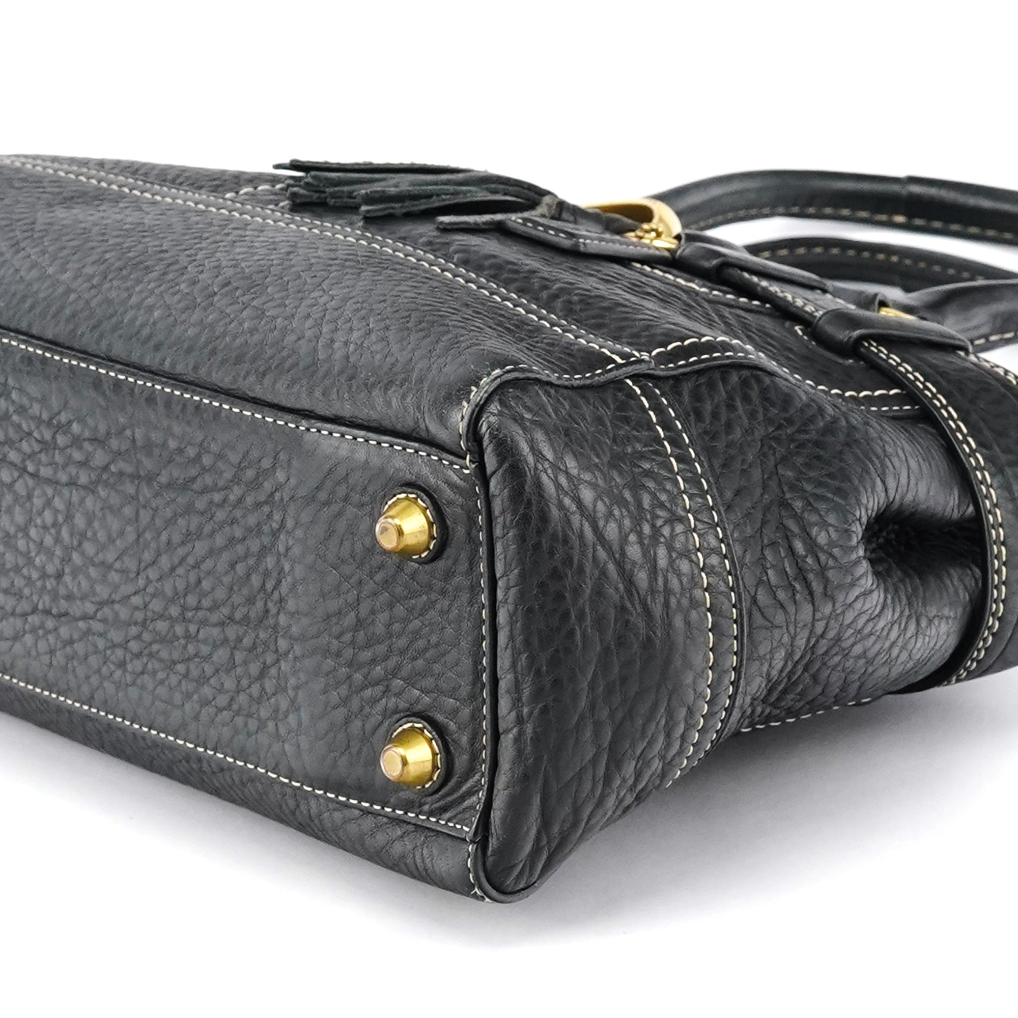 F10212 Black Leather Tote Bag