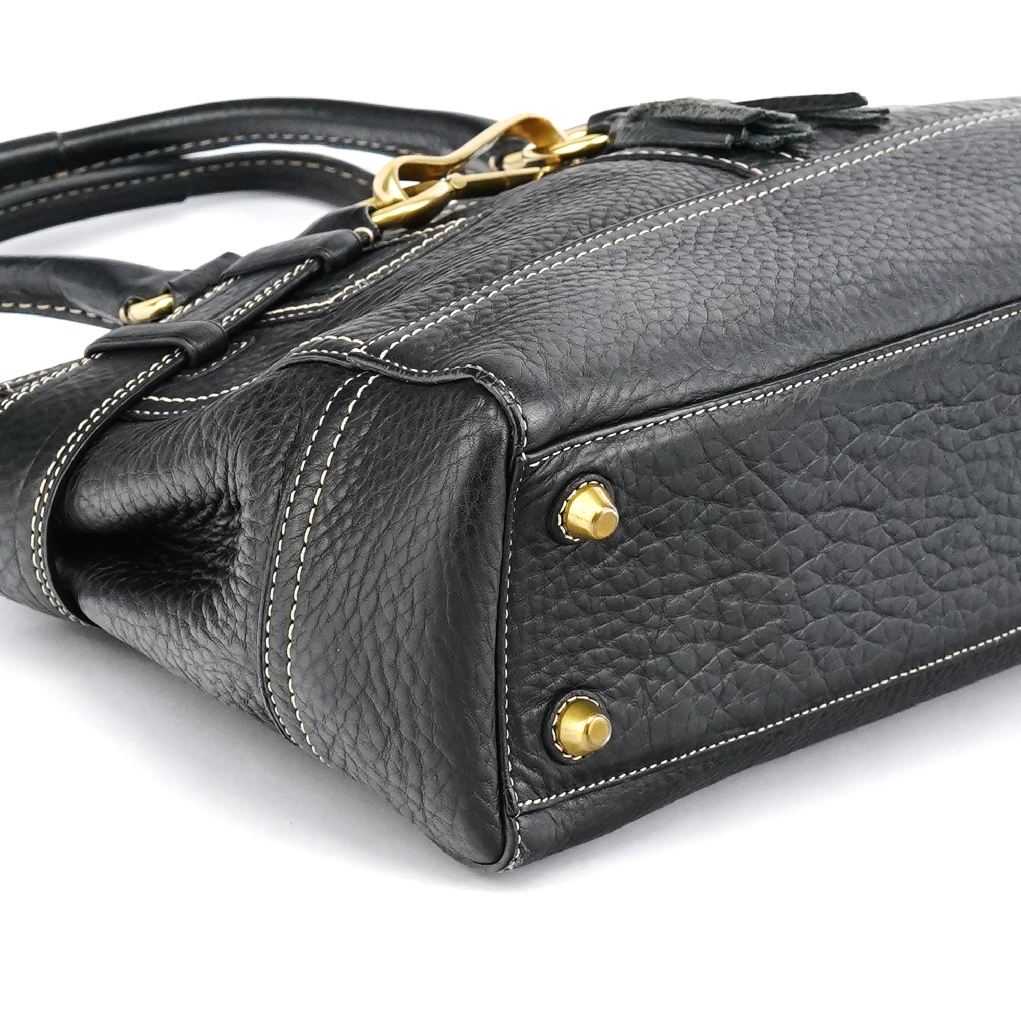 F10212 Black Leather Tote Bag