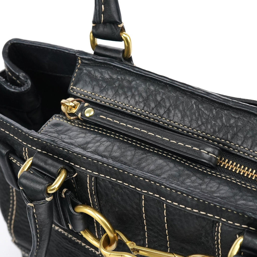 F10212 Black Leather Tote Bag