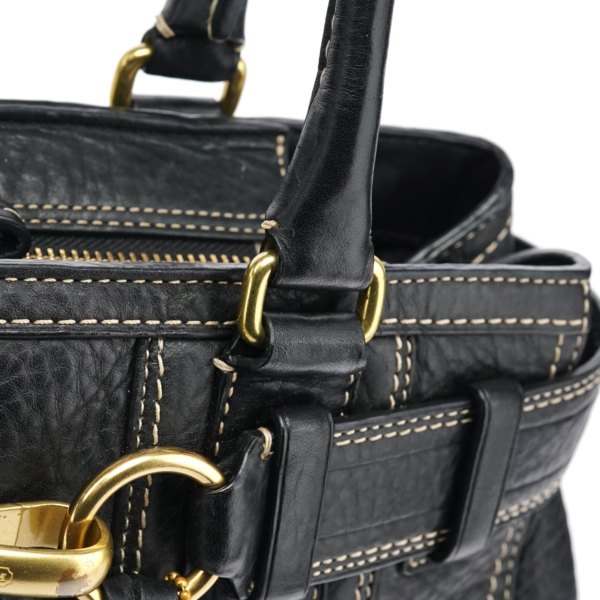 F10212 Black Leather Tote Bag