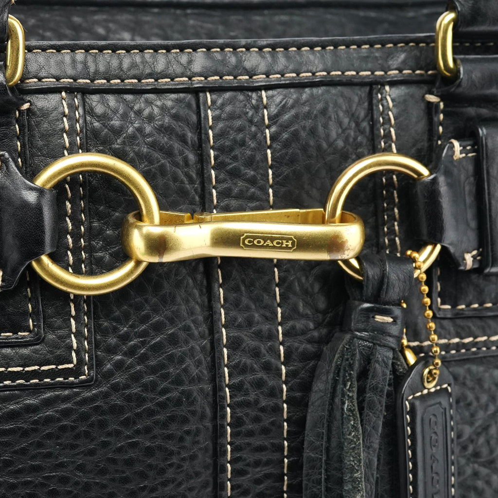 F10212 Black Leather Tote Bag