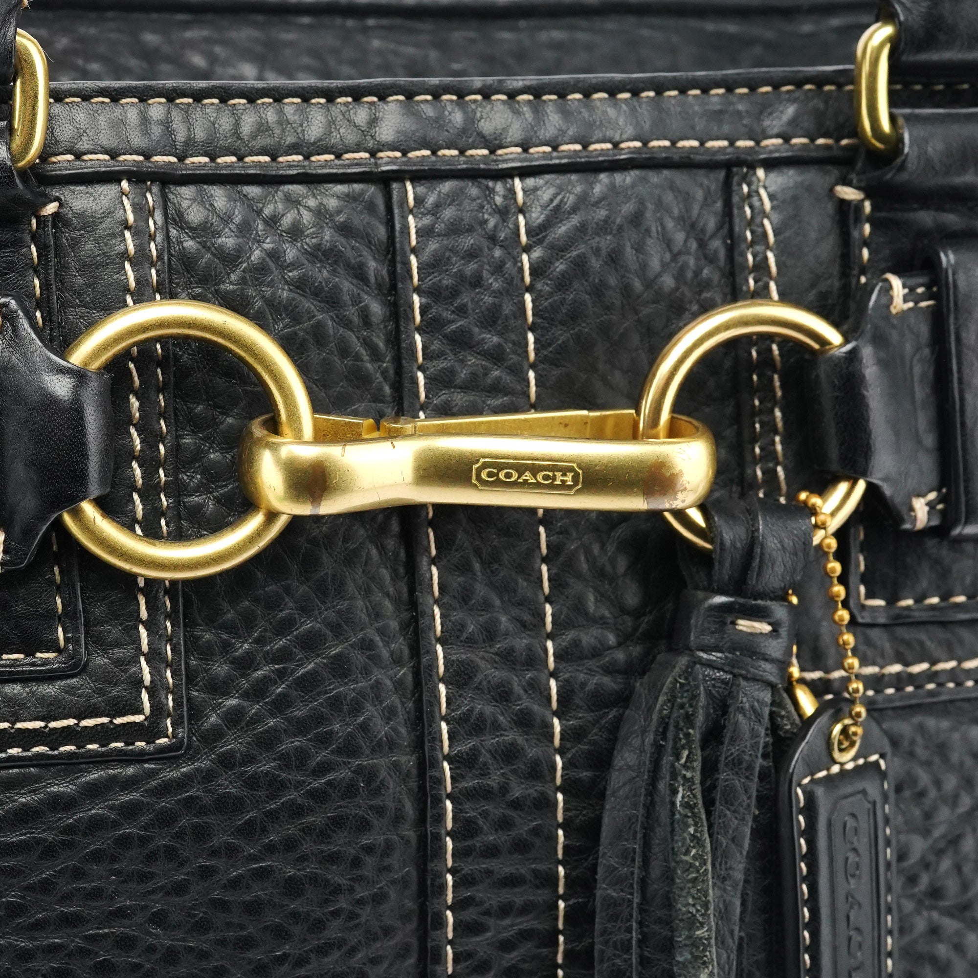 F10212 Black Leather Tote Bag