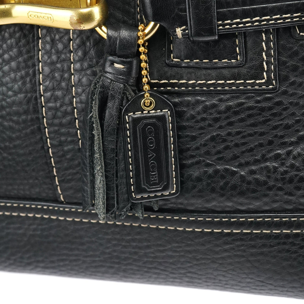 F10212 Black Leather Tote Bag
