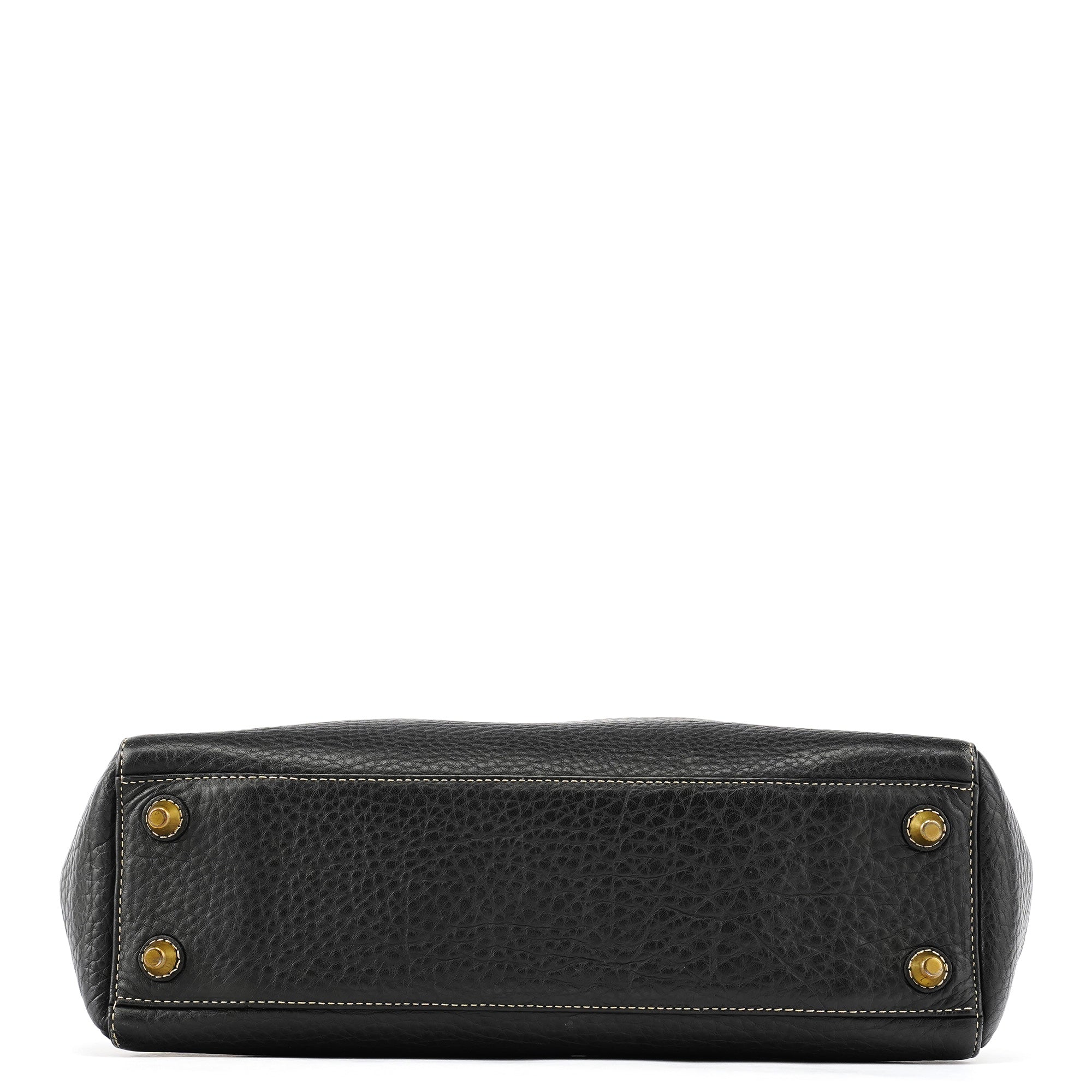 F10212 Black Leather Tote Bag