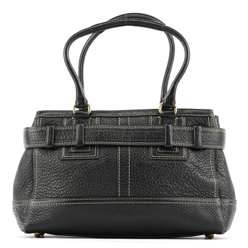 F10212 Black Leather Tote Bag
