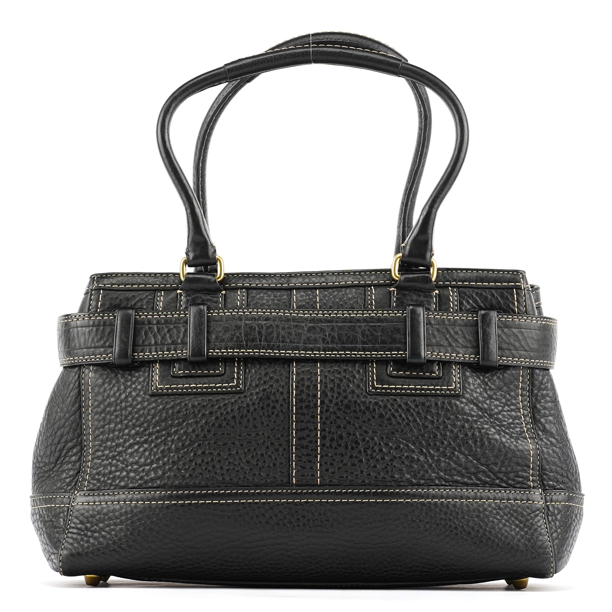 F10212 Black Leather Tote Bag