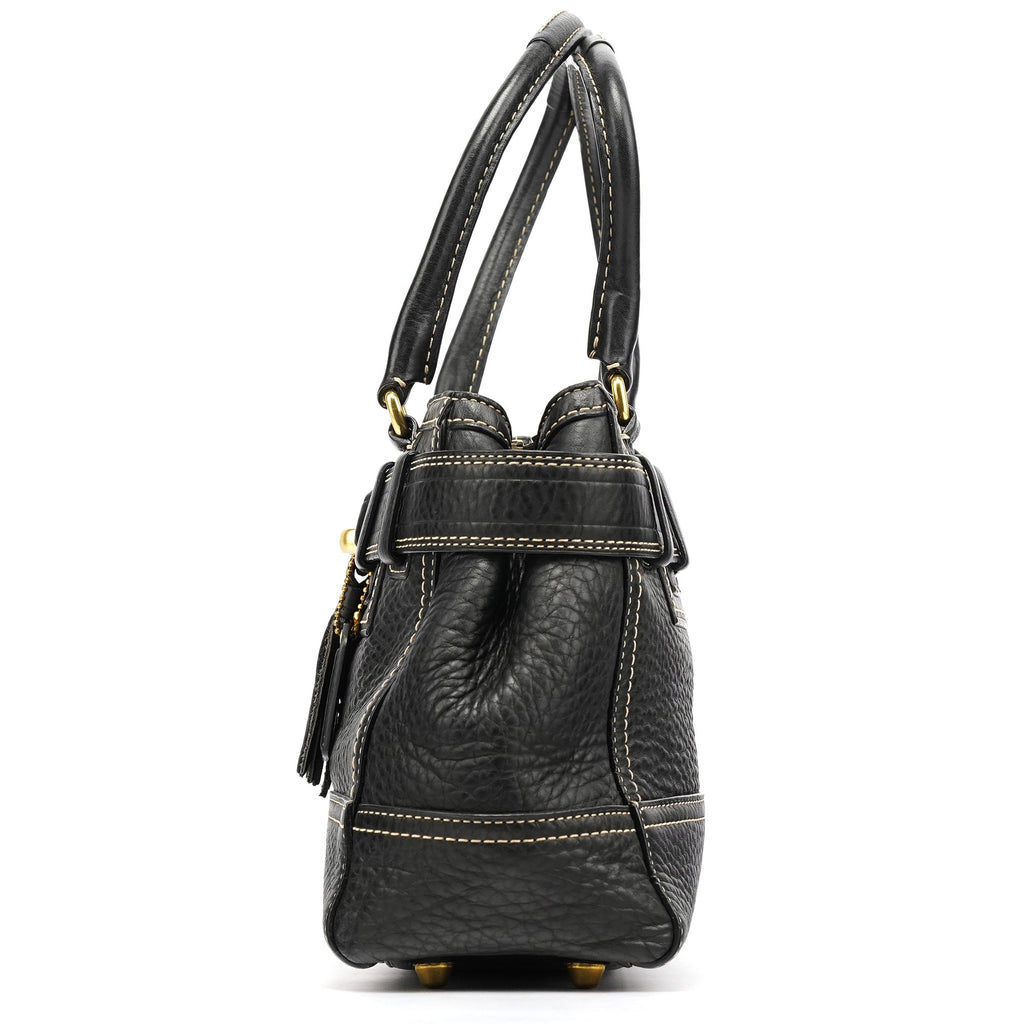 F10212 Black Leather Tote Bag