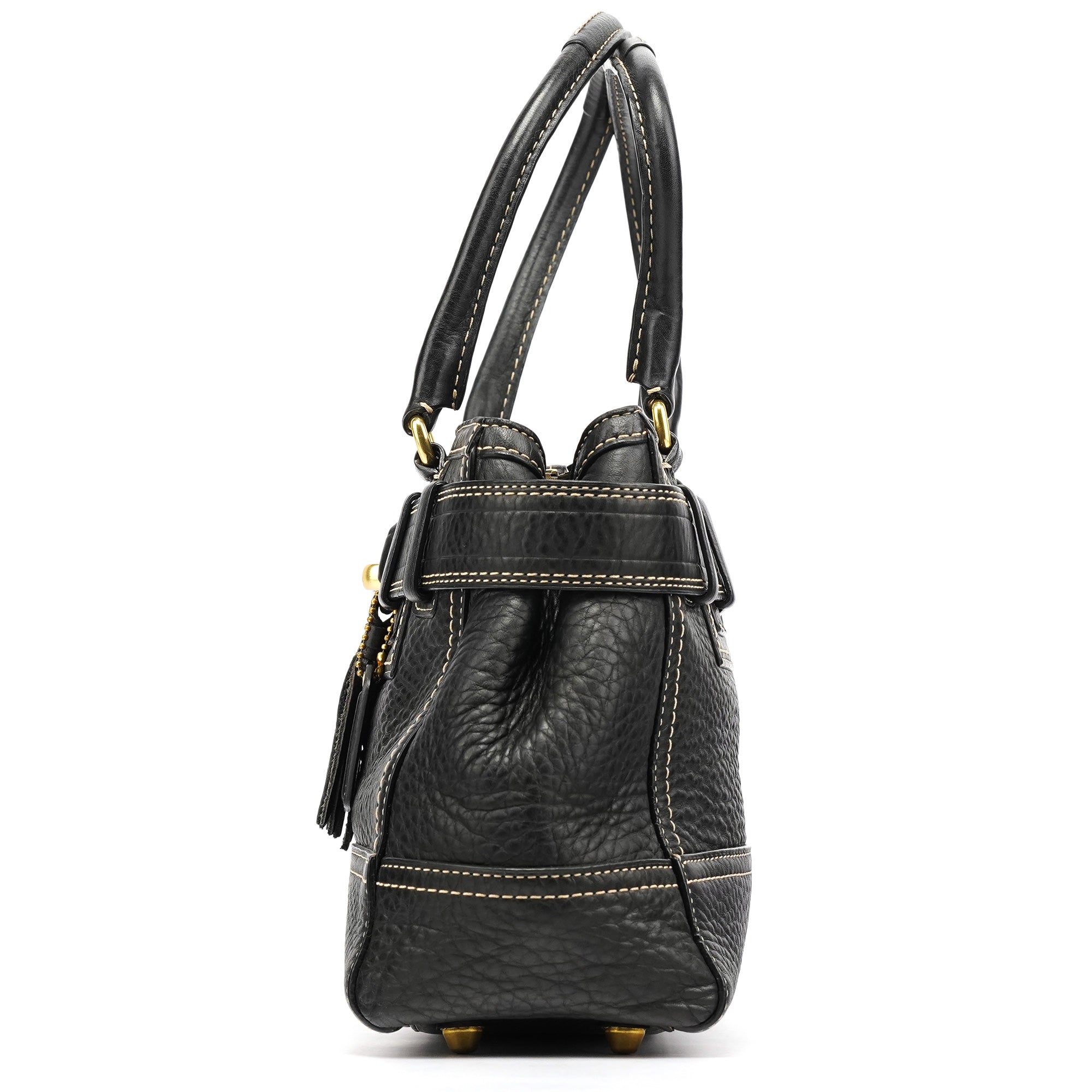 F10212 Black Leather Tote Bag