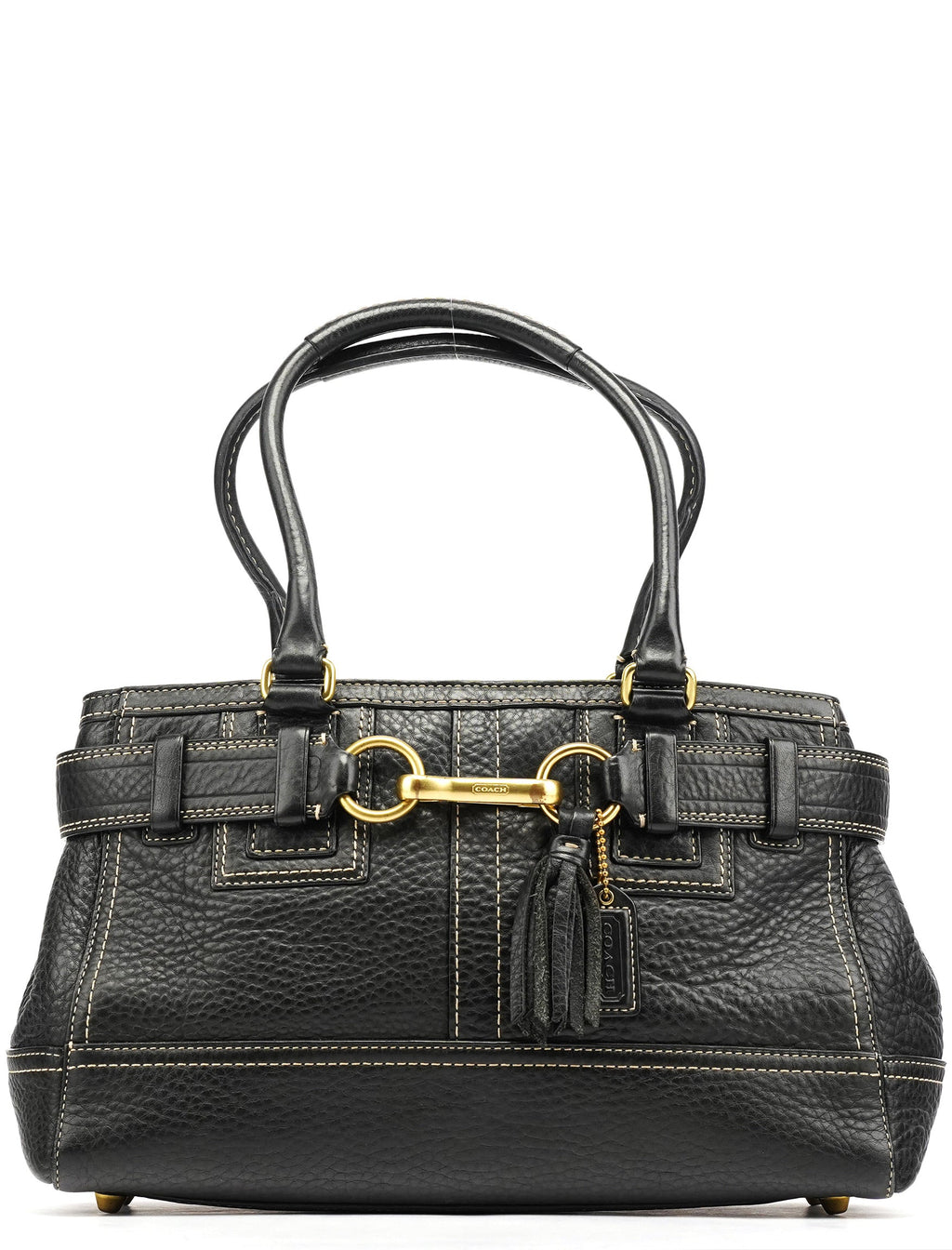 F10212 Black Leather Tote Bag