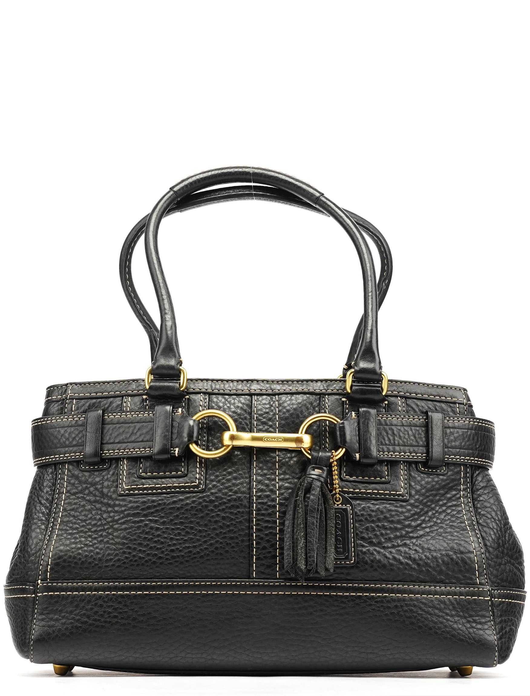 F10212 Black Leather Tote Bag