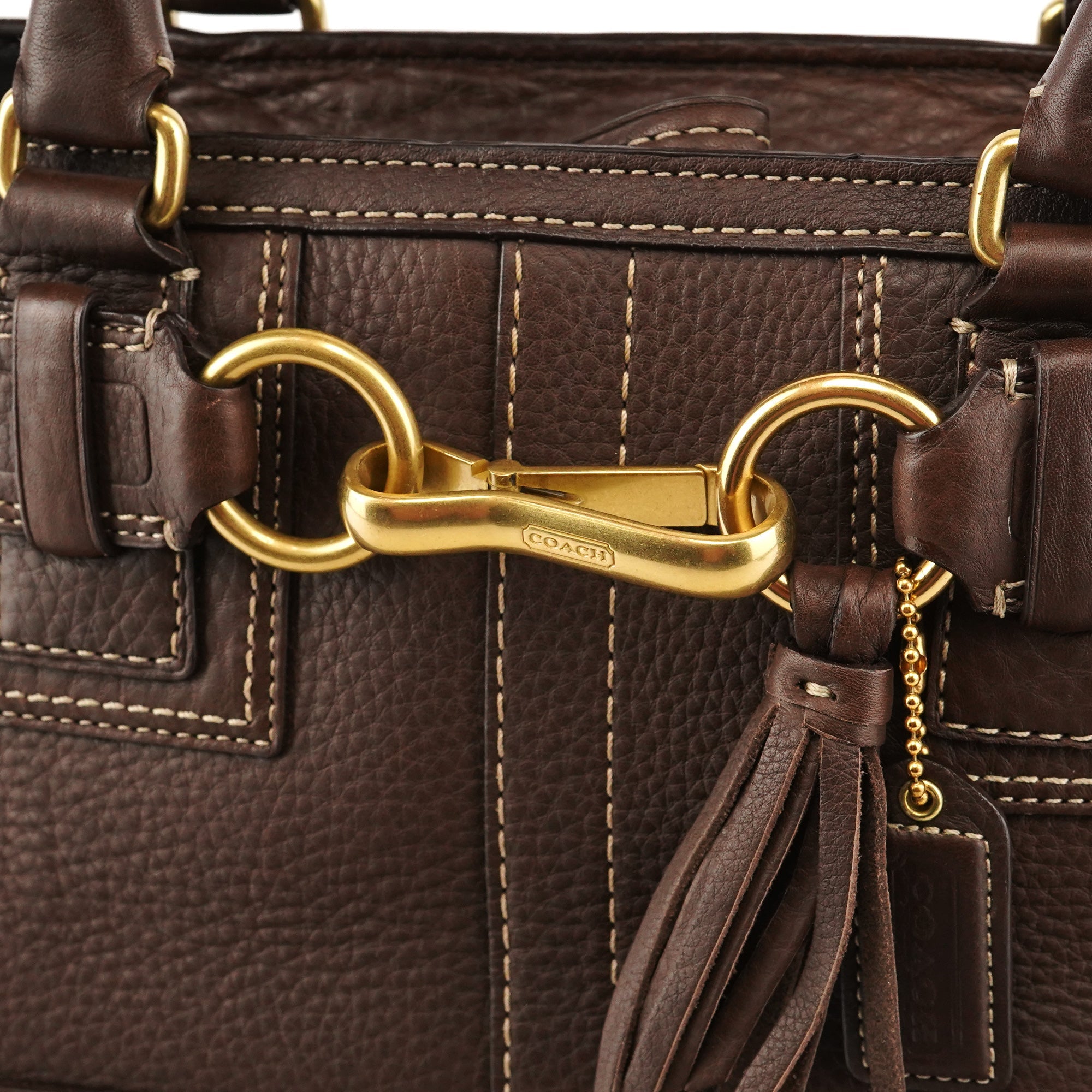 F10212 Brown Pebbled Leather Hamptons Tote Bag