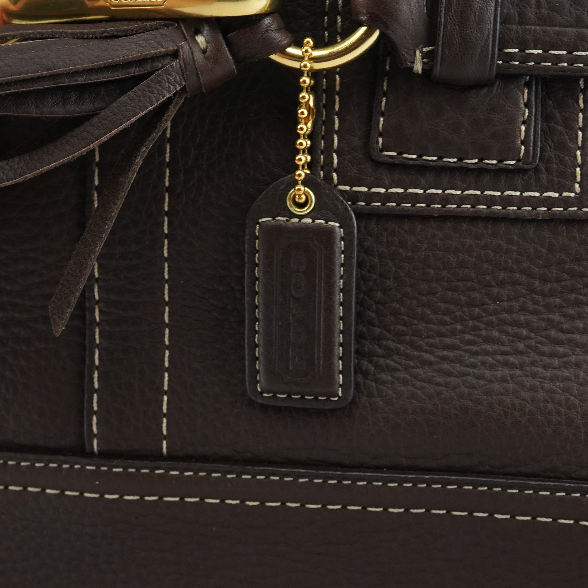 F10212 Brown Pebbled Leather Hamptons Tote Bag