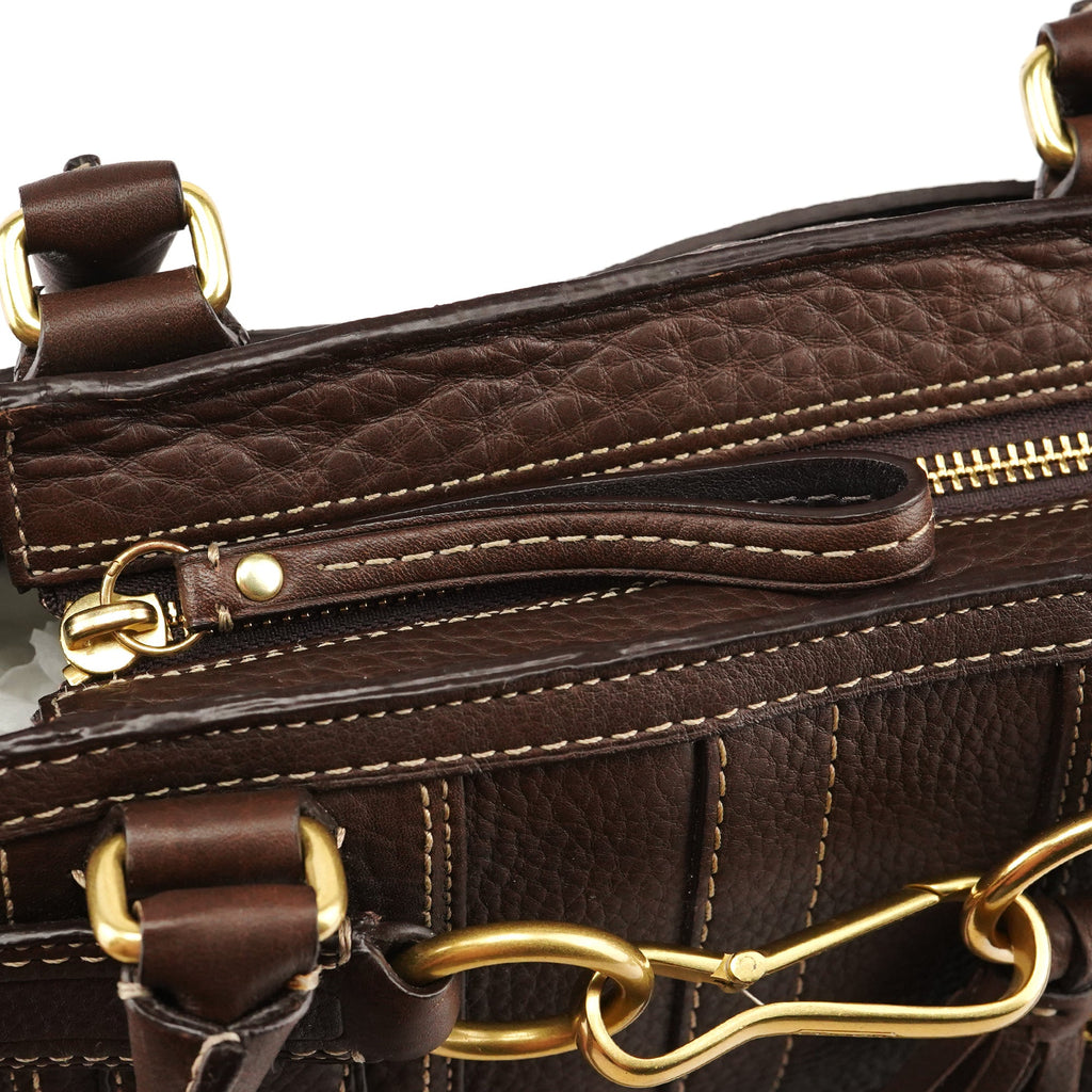 F10212 Brown Pebbled Leather Hamptons Tote Bag