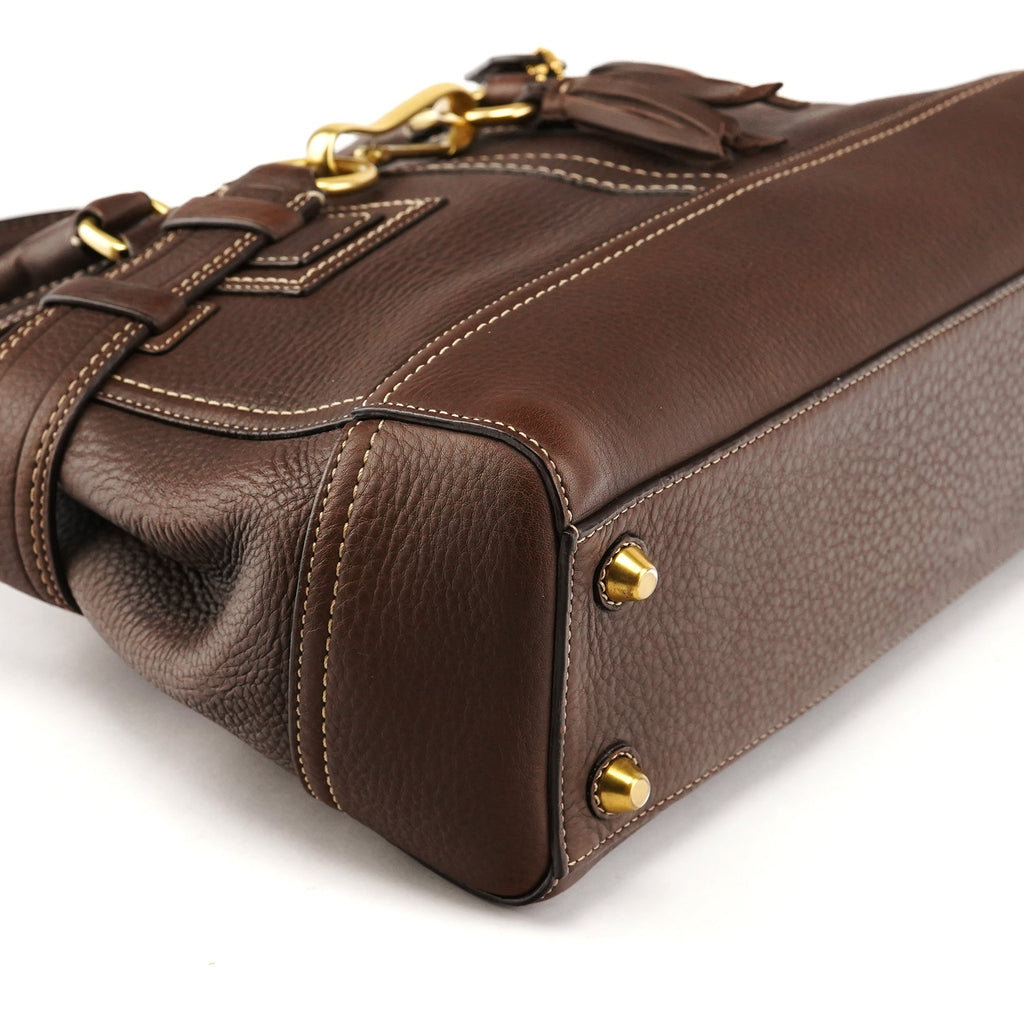 F10212 Brown Pebbled Leather Hamptons Tote Bag