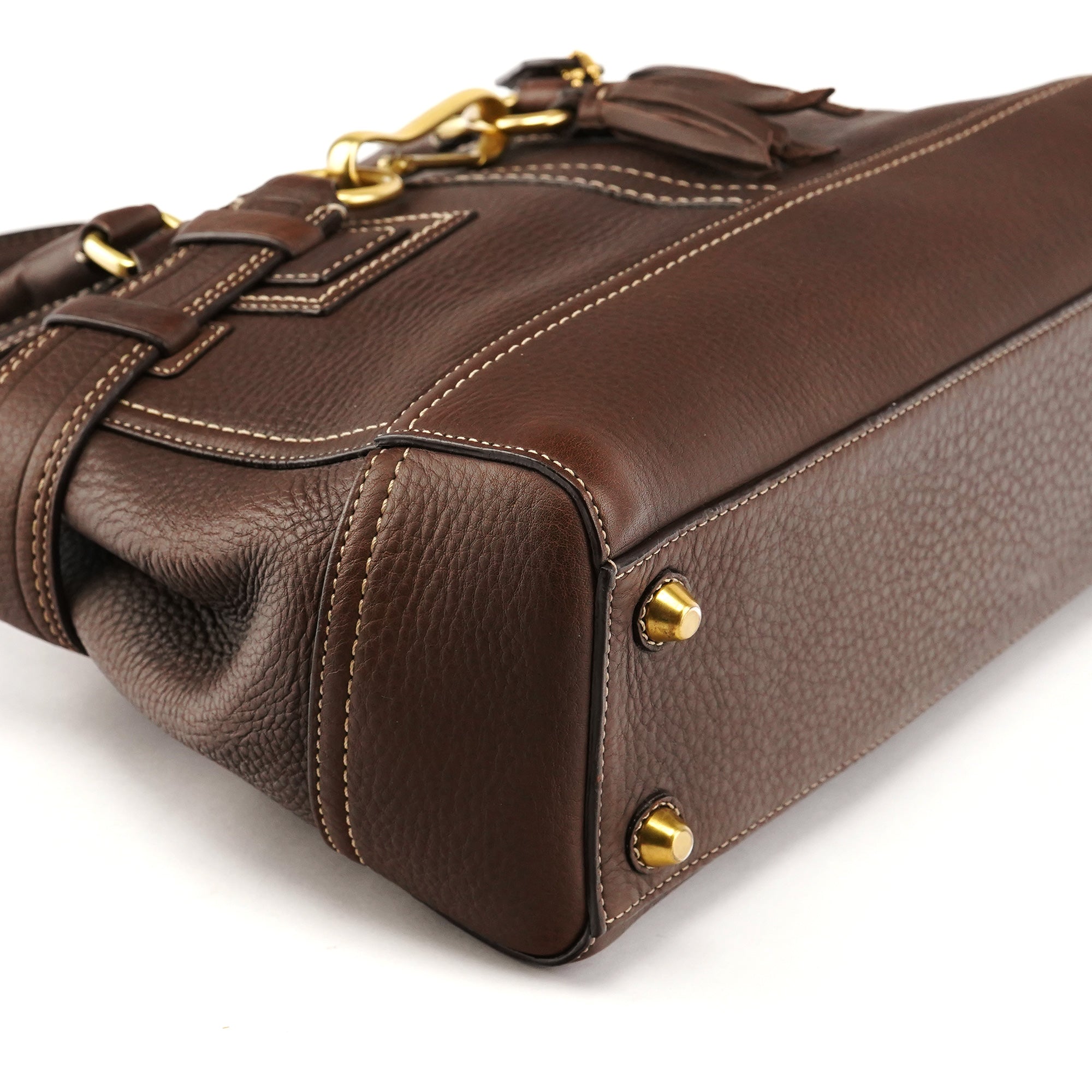 F10212 Brown Pebbled Leather Hamptons Tote Bag