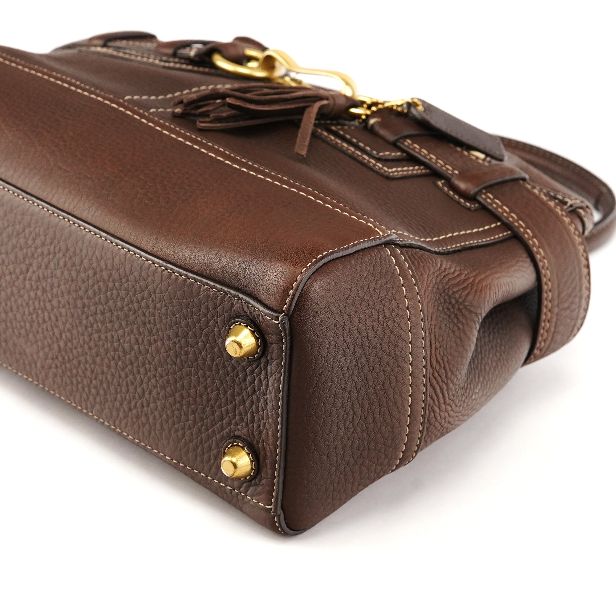 F10212 Brown Pebbled Leather Hamptons Tote Bag
