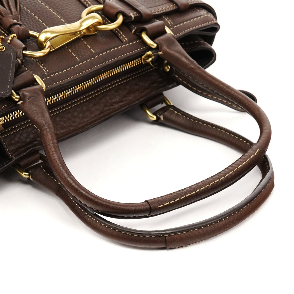 F10212 Brown Pebbled Leather Hamptons Tote Bag