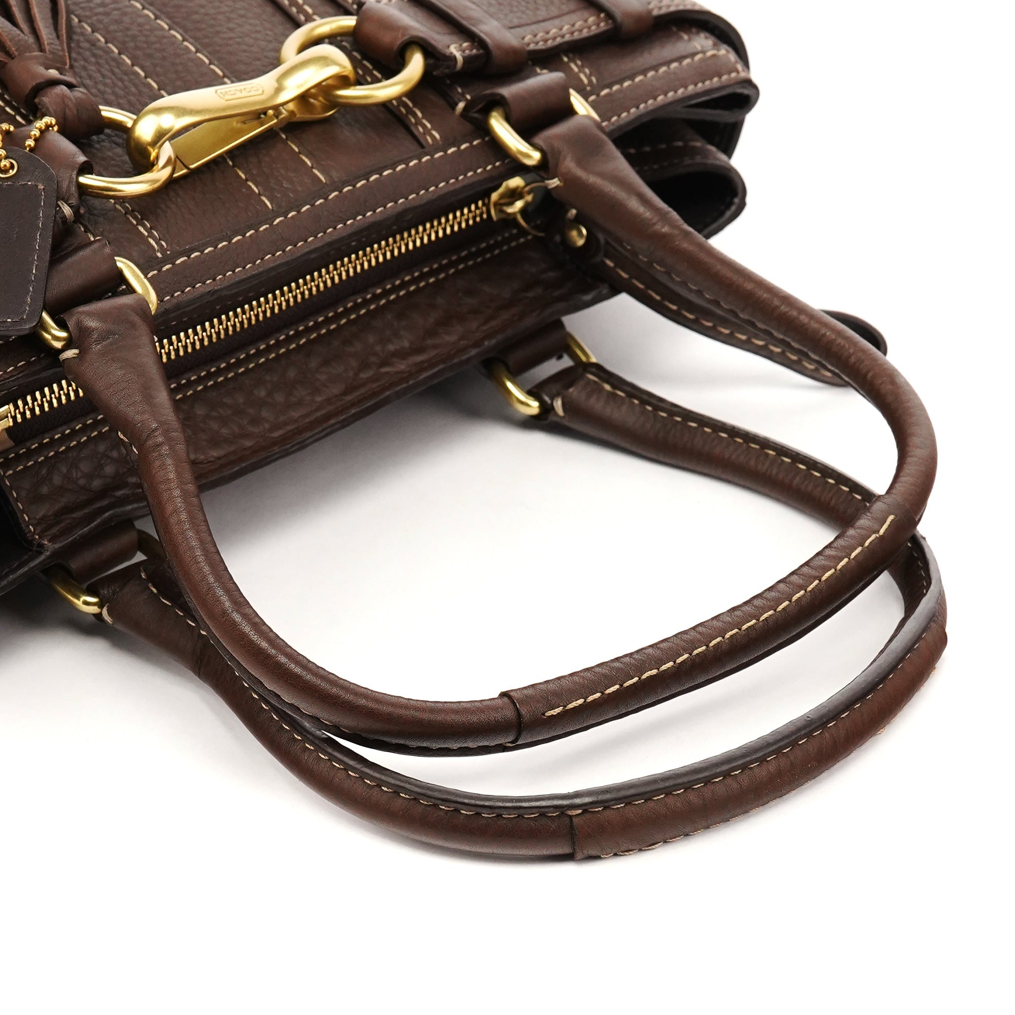 F10212 Brown Pebbled Leather Hamptons Tote Bag
