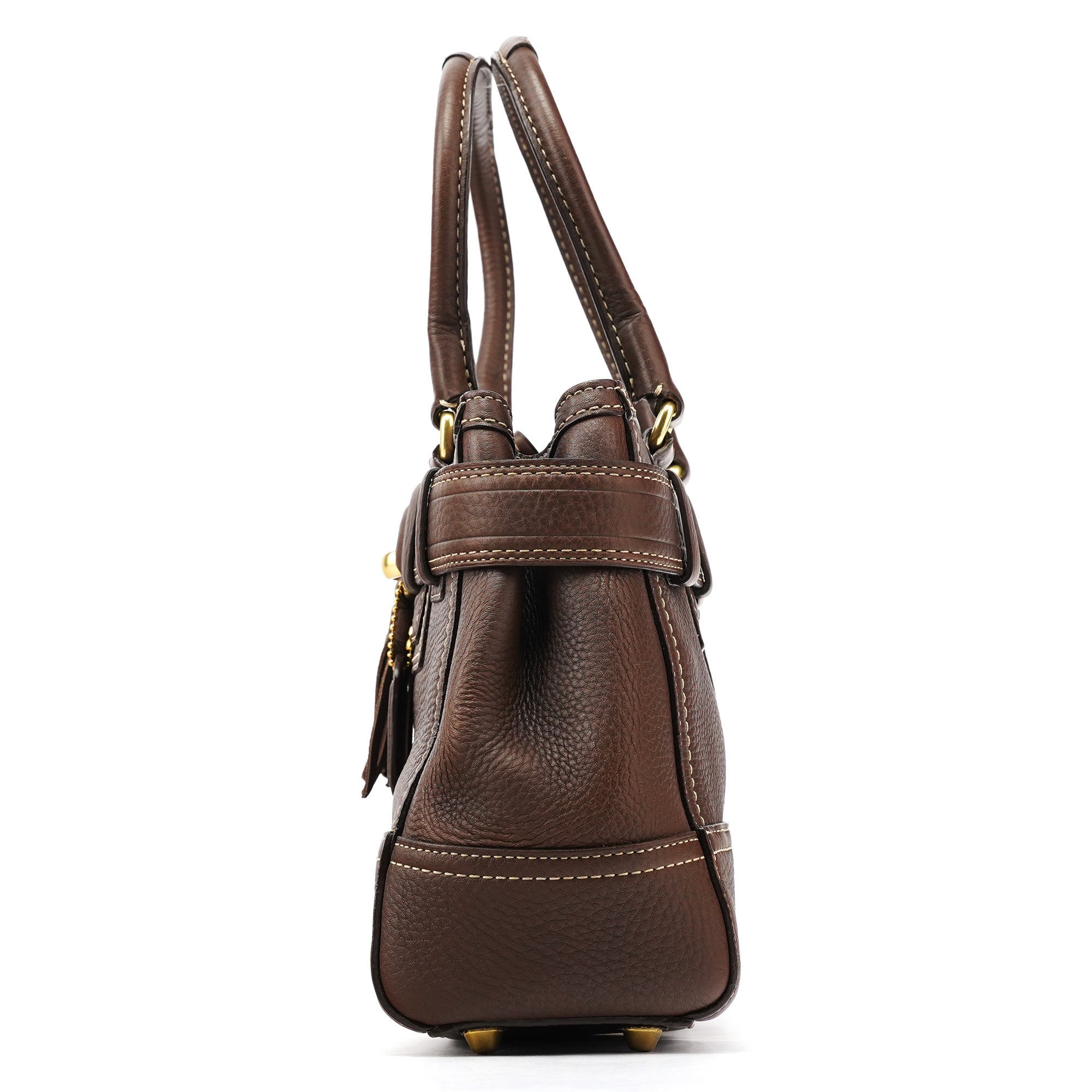 F10212 Brown Pebbled Leather Hamptons Tote Bag