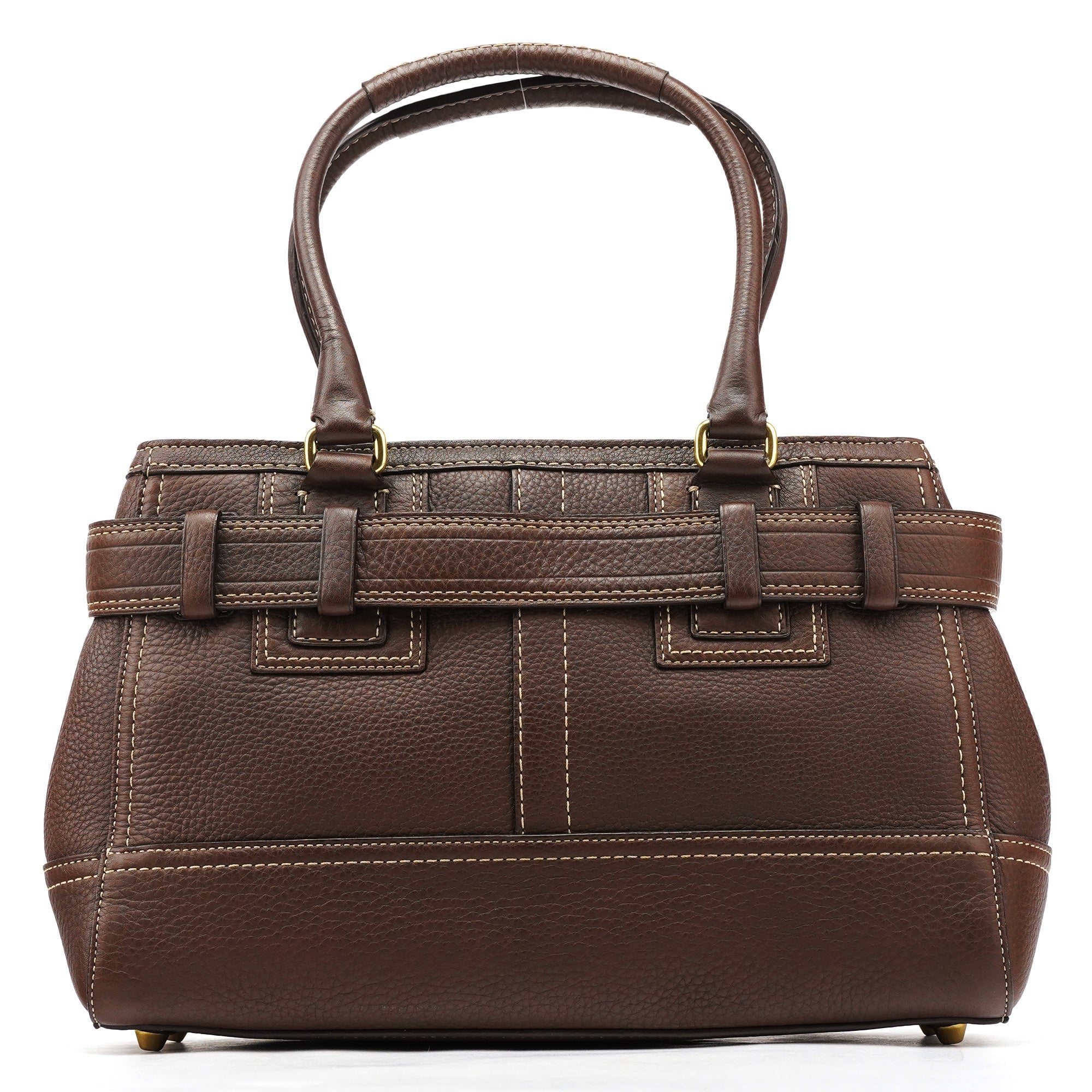 F10212 Brown Pebbled Leather Hamptons Tote Bag