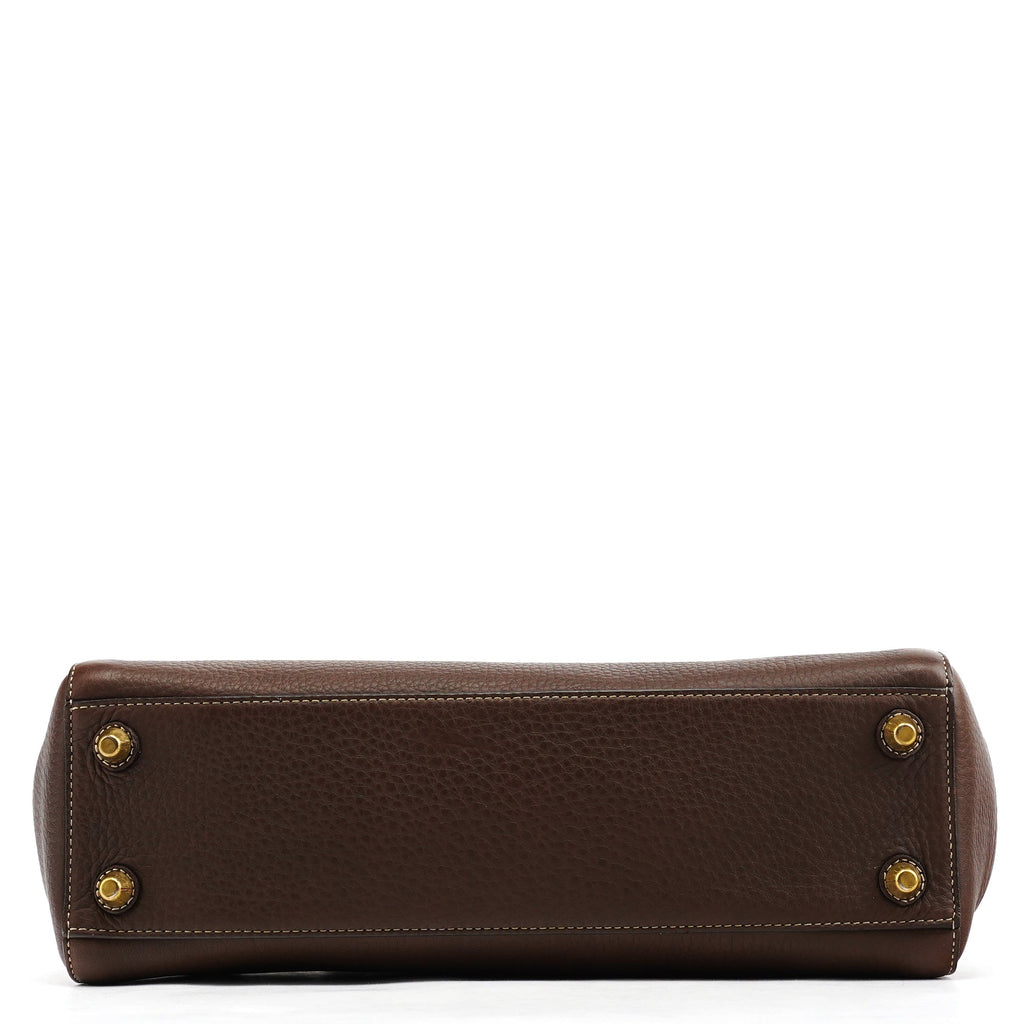 F10212 Brown Pebbled Leather Hamptons Tote Bag