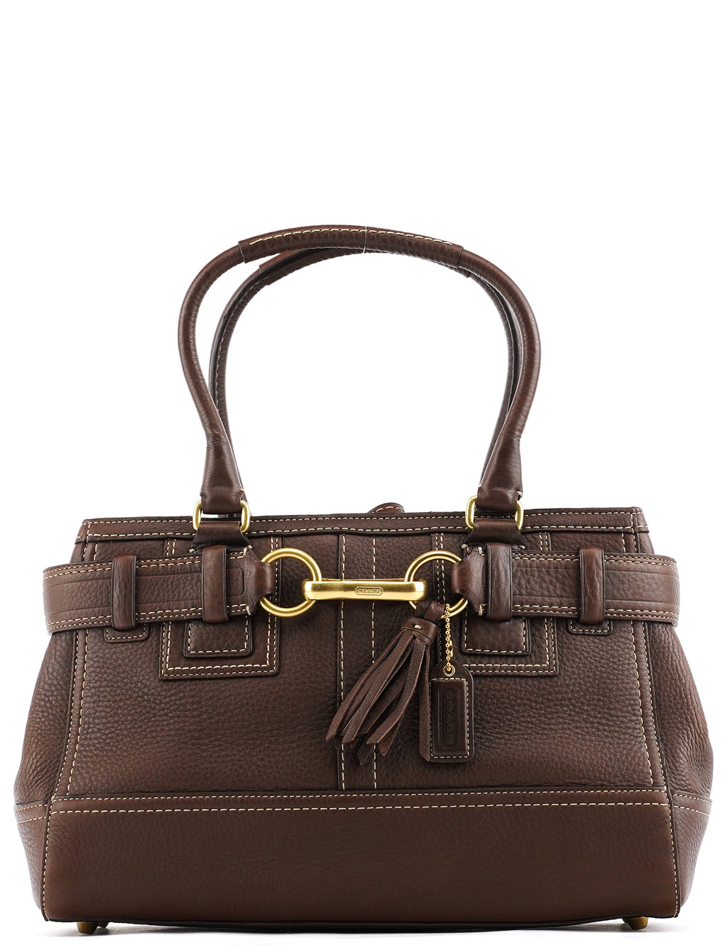 F10212 Brown Pebbled Leather Hamptons Tote Bag