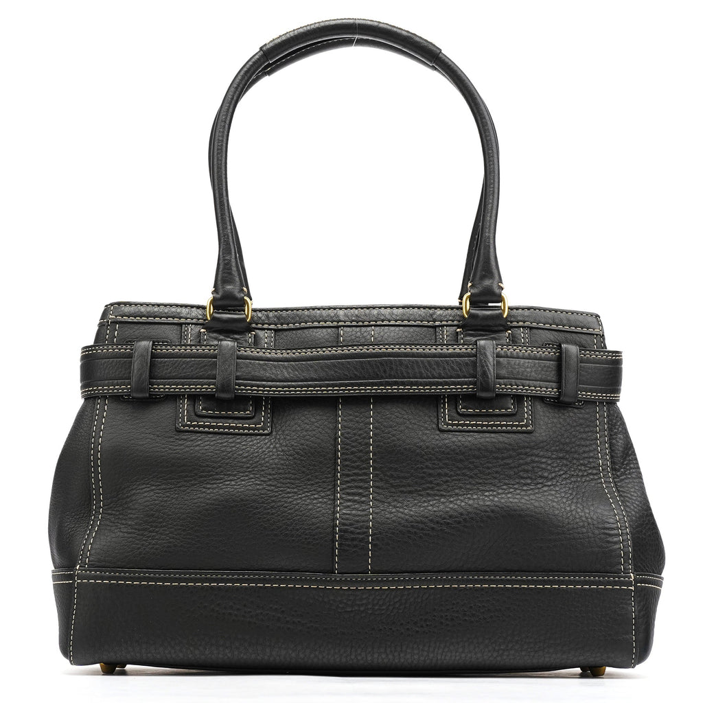 F10213 Black Pebbled Leather Hamptons Tote Bag