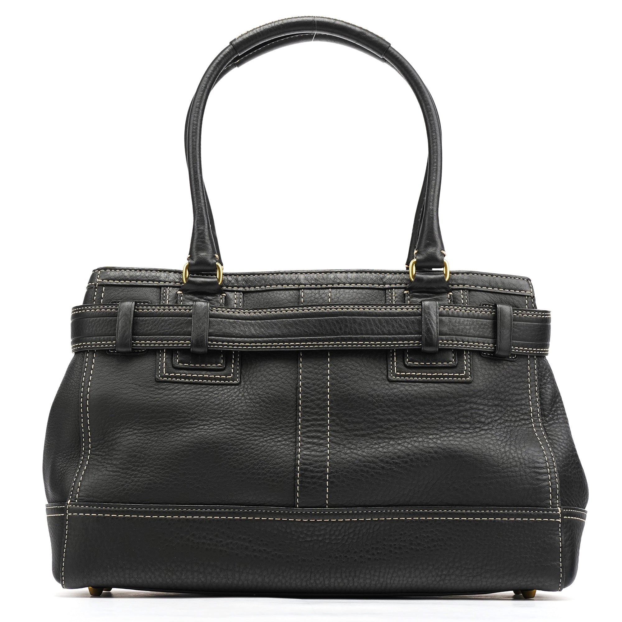 F10213 Black Pebbled Leather Hamptons Tote Bag