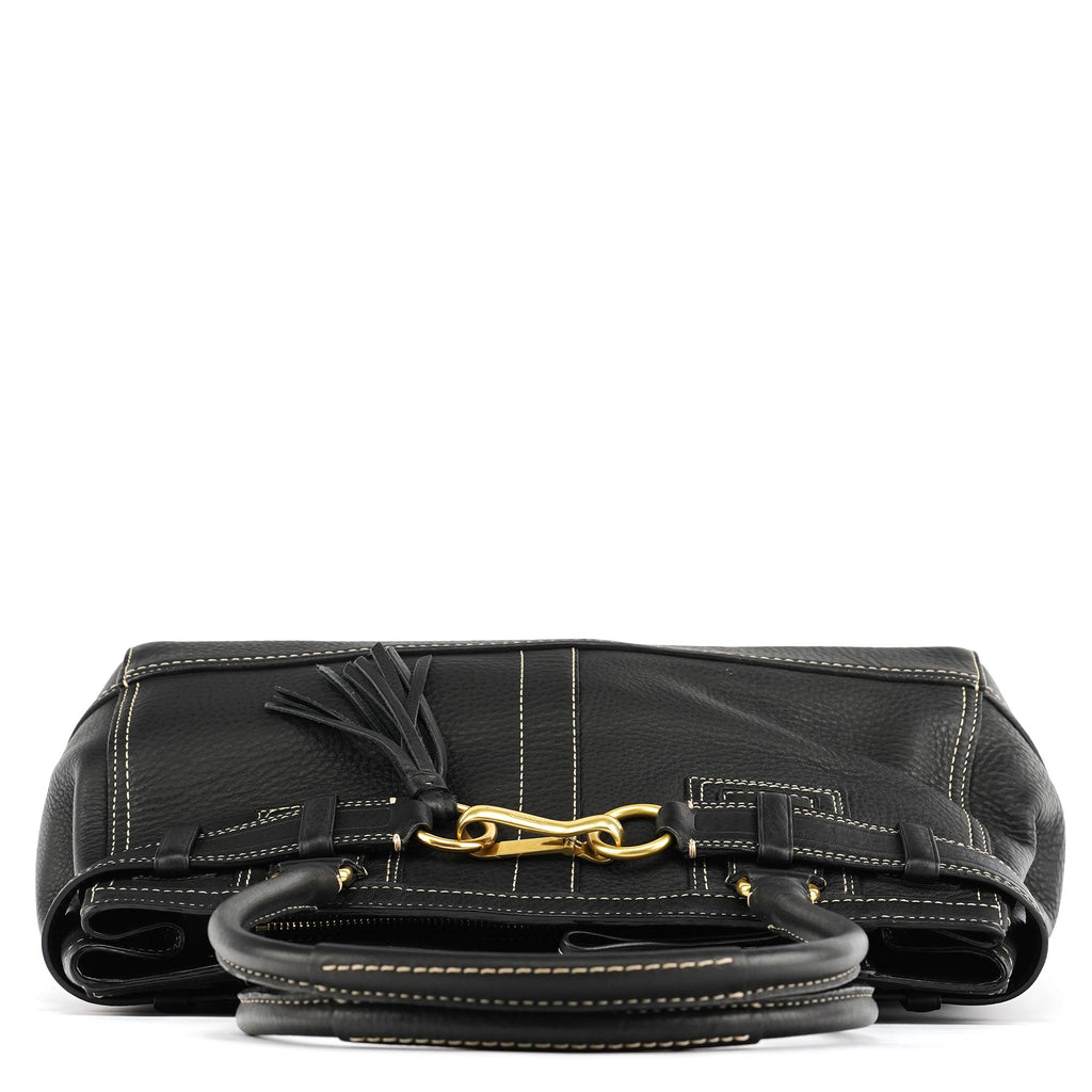 F10213 Black Pebbled Leather Hamptons Tote Bag
