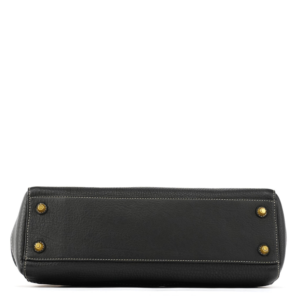 F10213 Black Pebbled Leather Hamptons Tote Bag