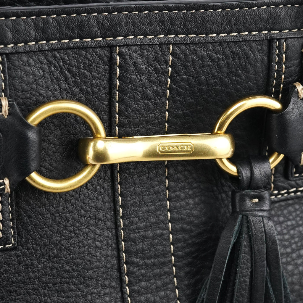 F10213 Black Pebbled Leather Hamptons Tote Bag
