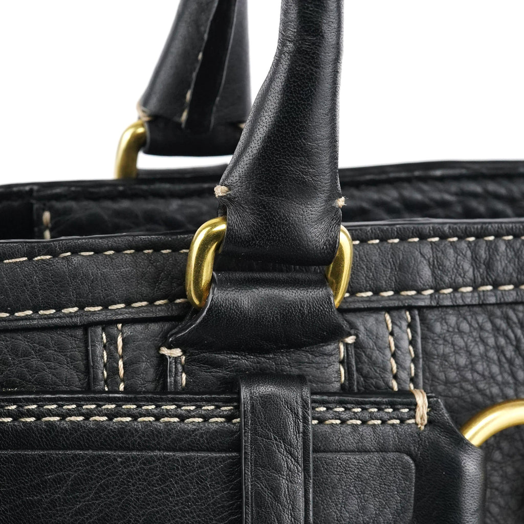 F10213 Black Pebbled Leather Hamptons Tote Bag